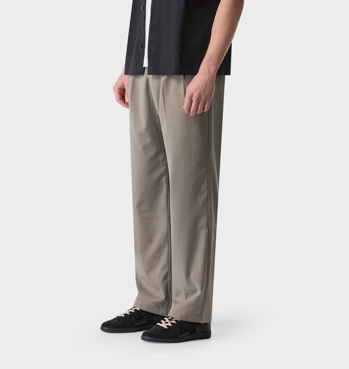 Twin Pleat Pant - Sand Herringbone