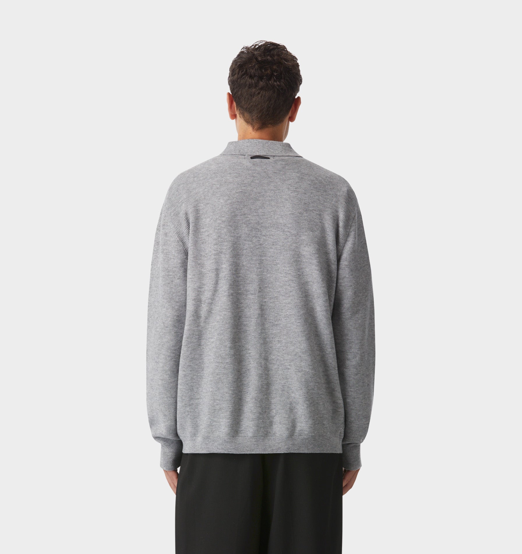 Elijah Knit LS Polo - Stone Marle