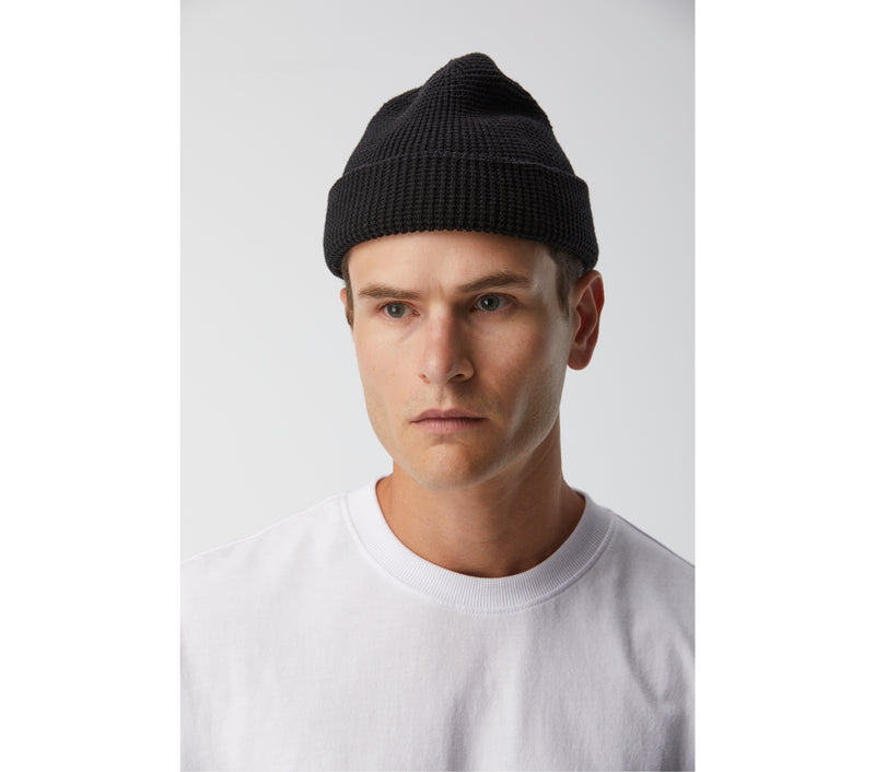 Waffle Fisherman Beanie - Black