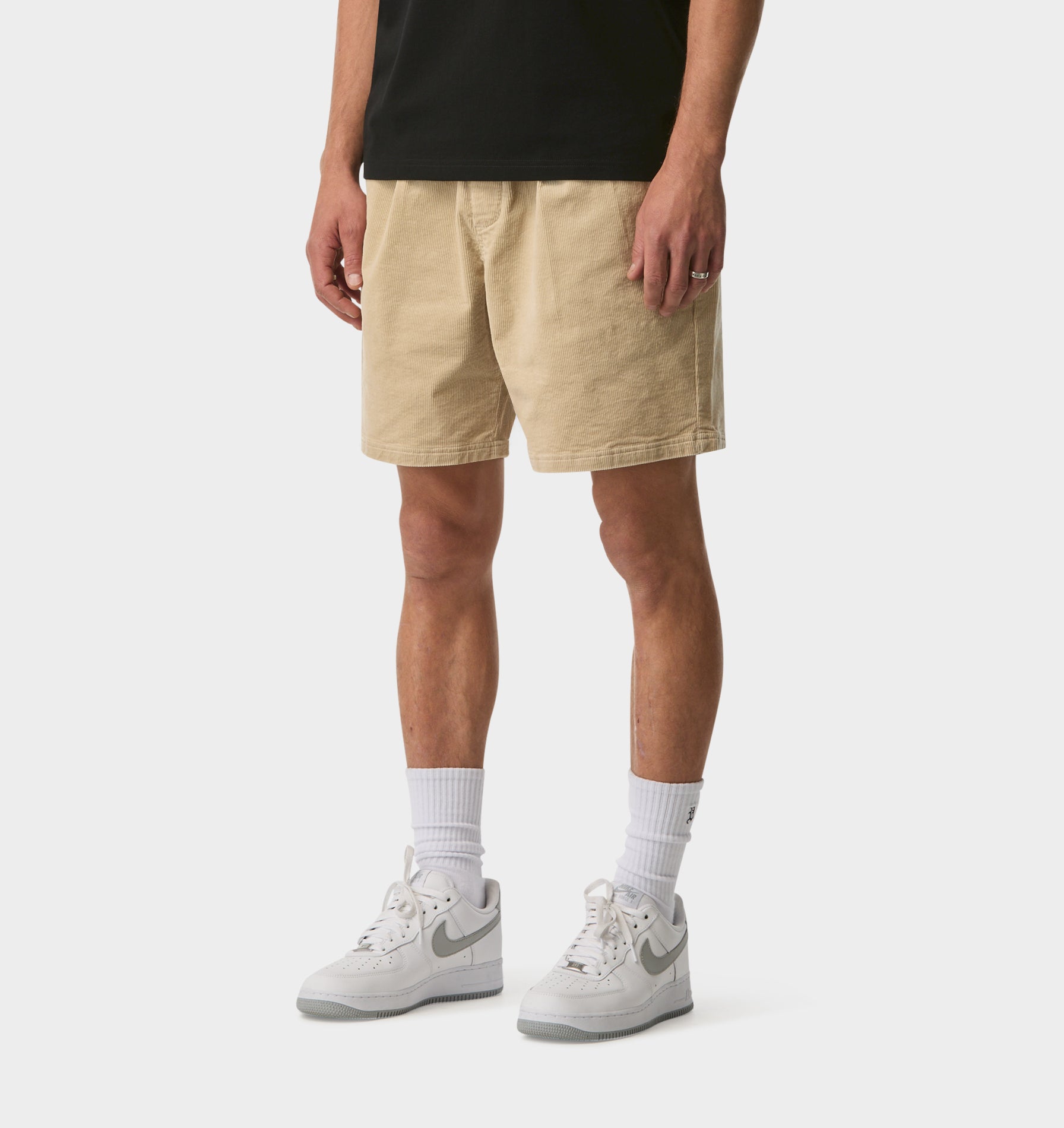Michael Pleat Cord Short - Sand