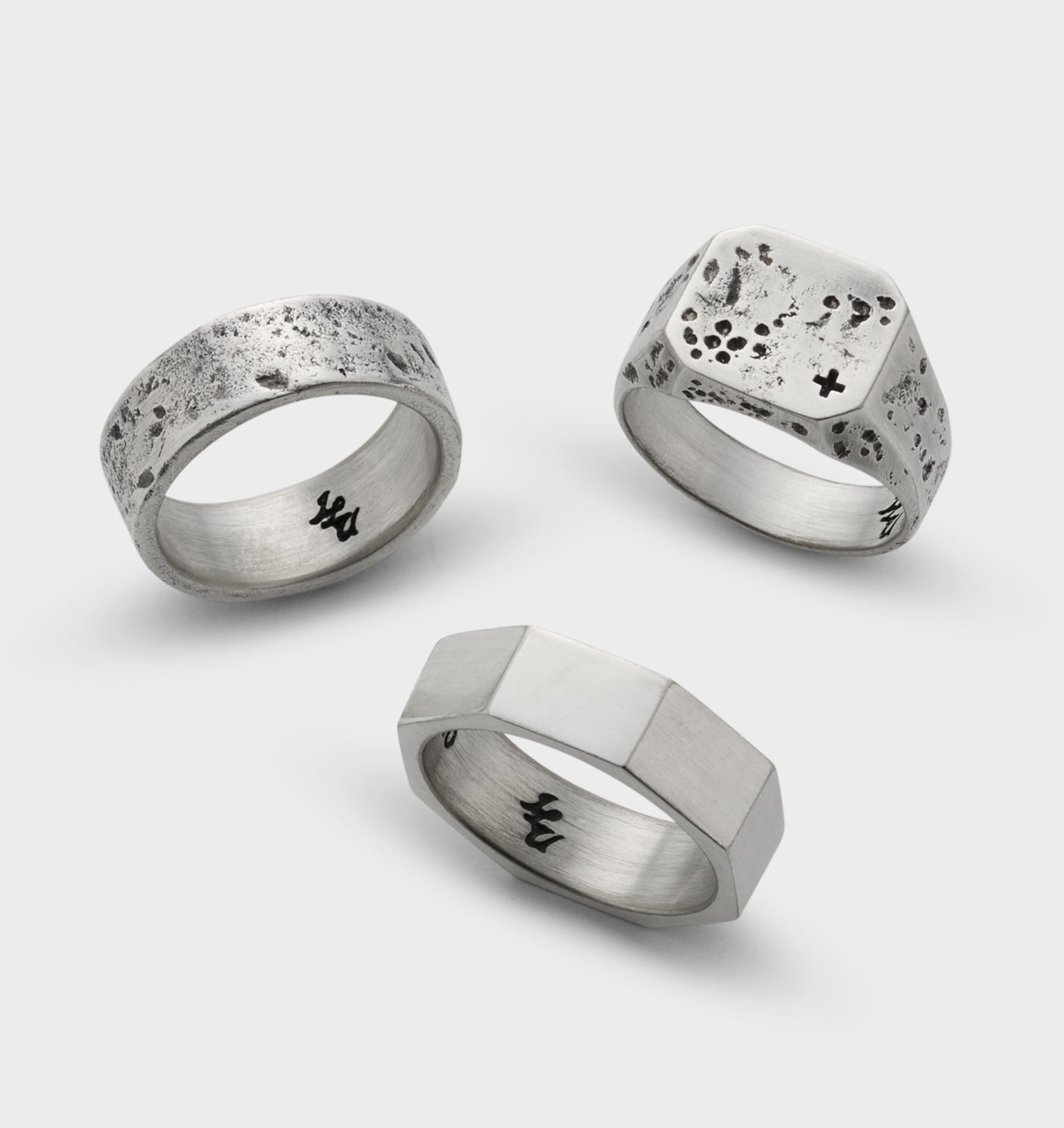 Distressed Band Ring  - White Brass