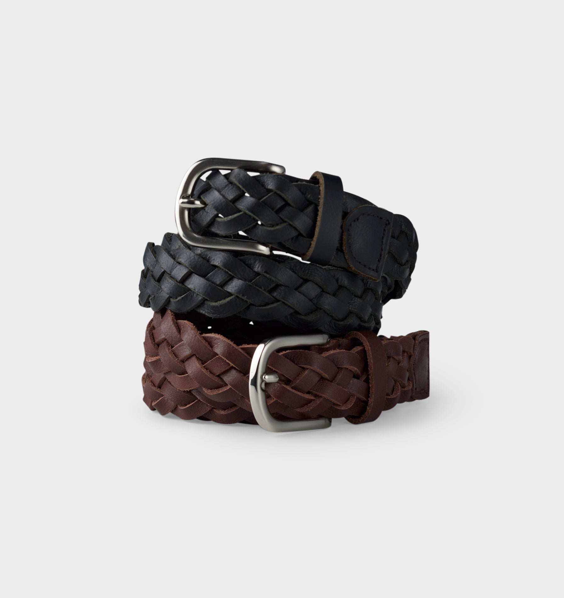 Hand-Braided Leather Belt - Brown