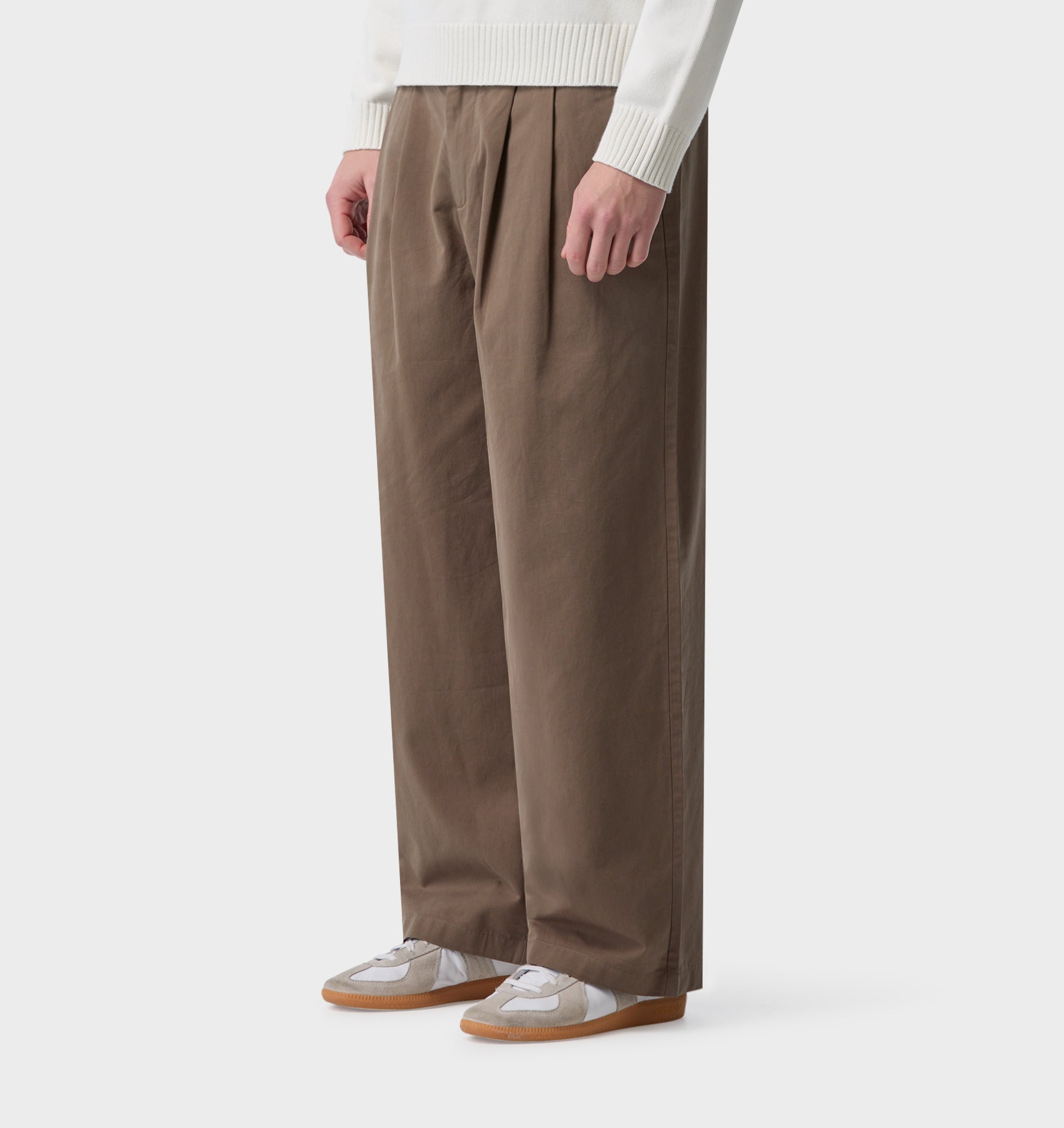 Cotton Albert Pleated Pant - Mushroom