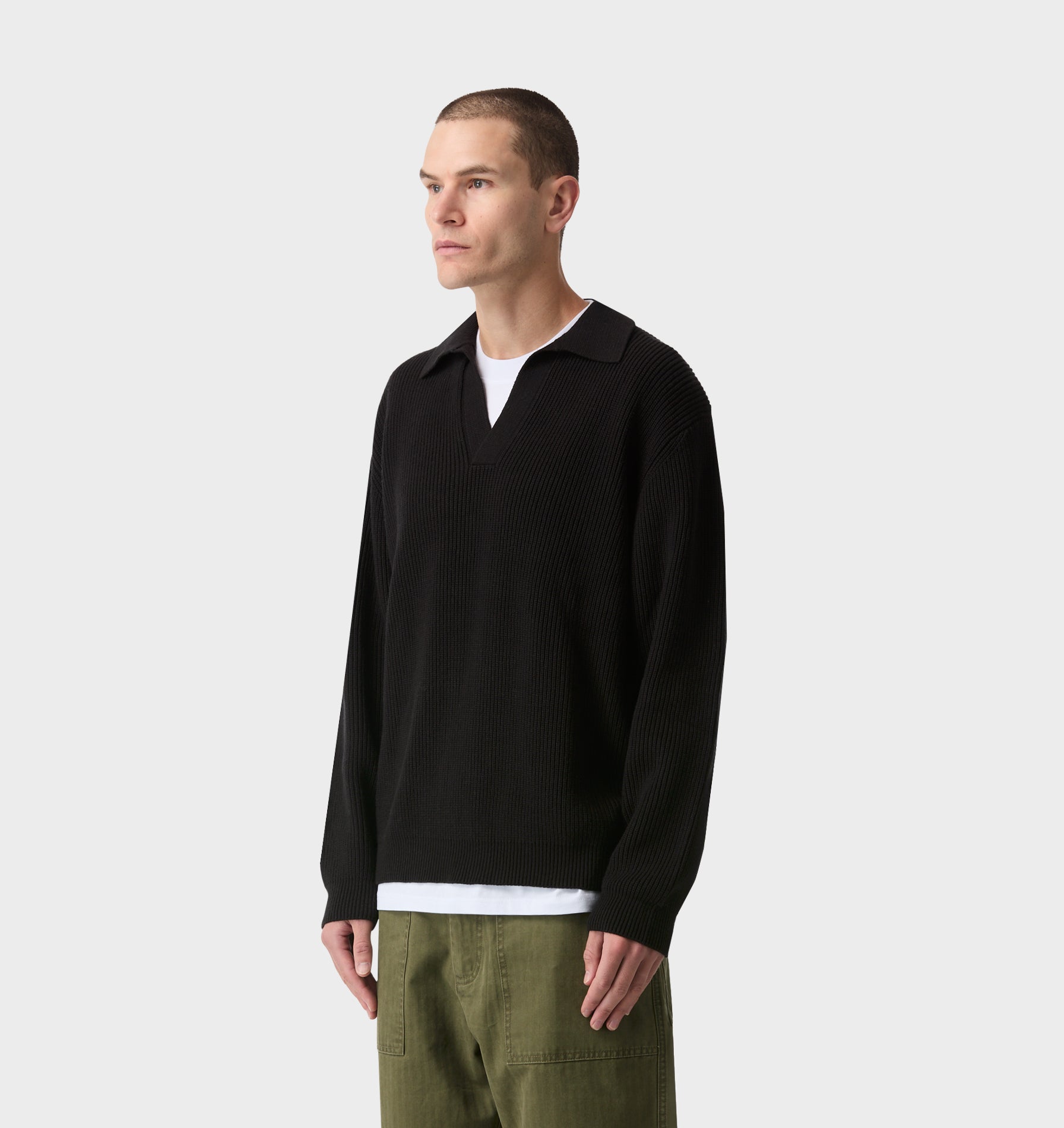 Knit LS Polo - Black