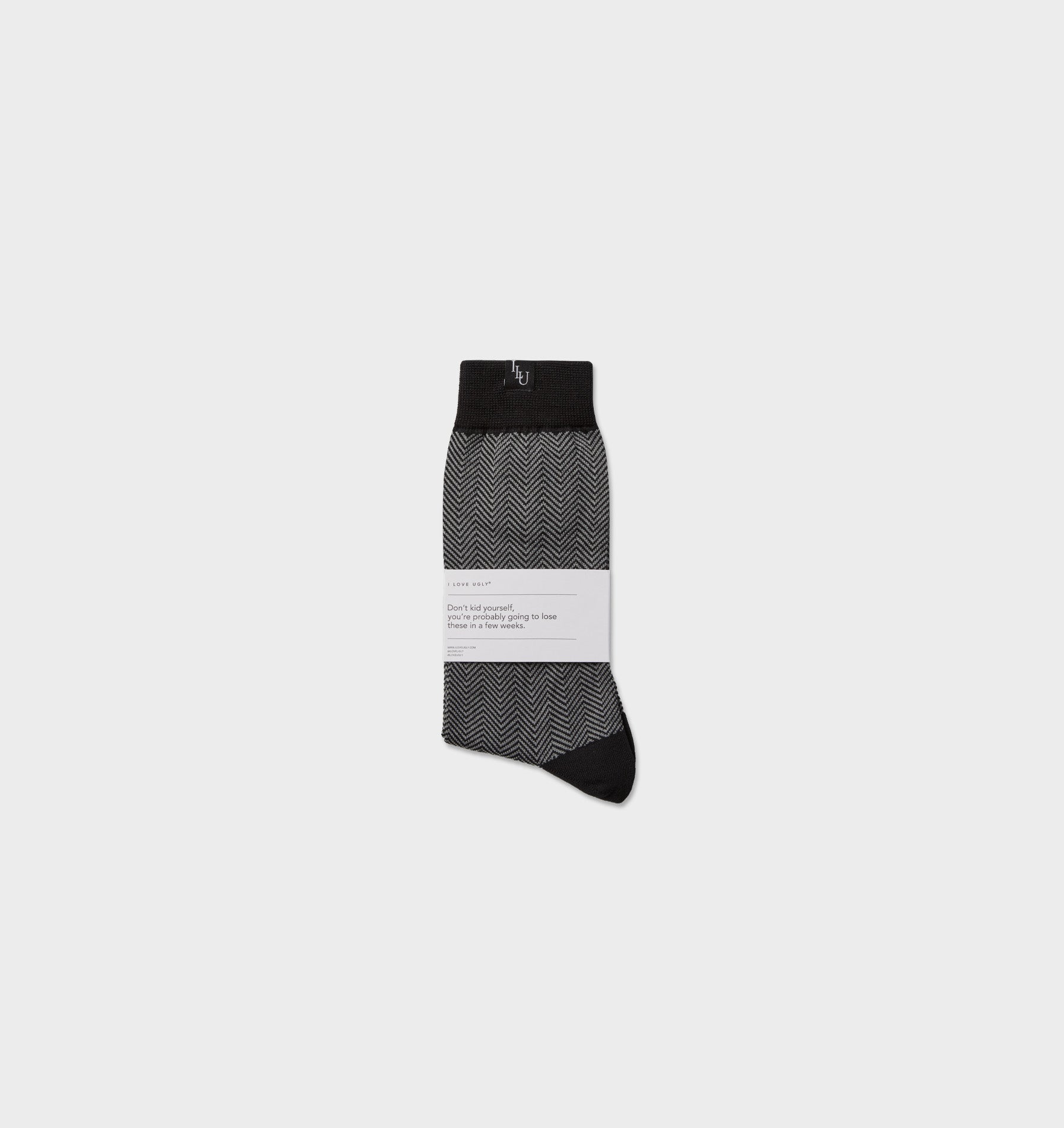 Herringbone Sock - Black/Grey