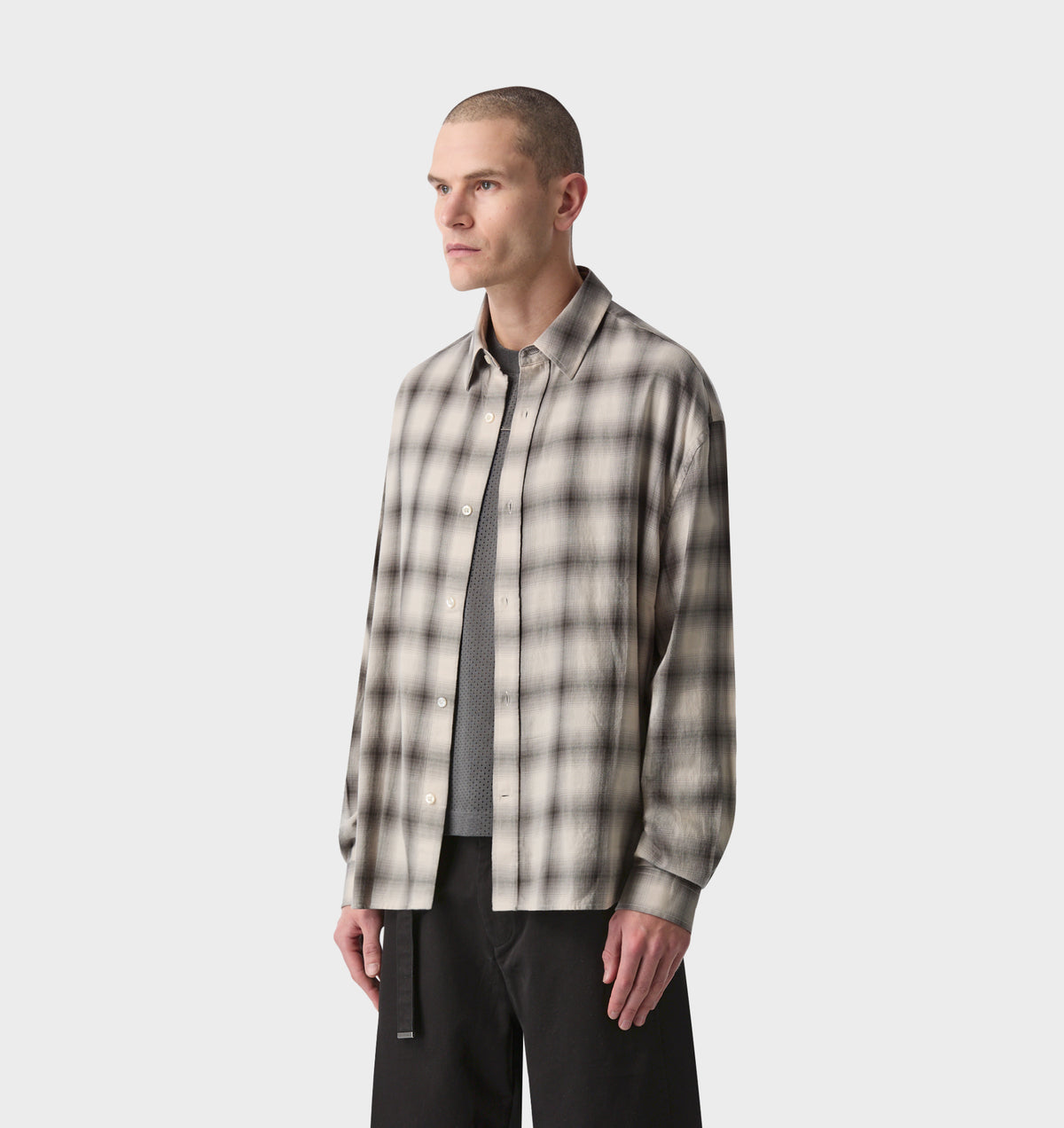Mercer LS Flannel Shirt - Off White/Black Check