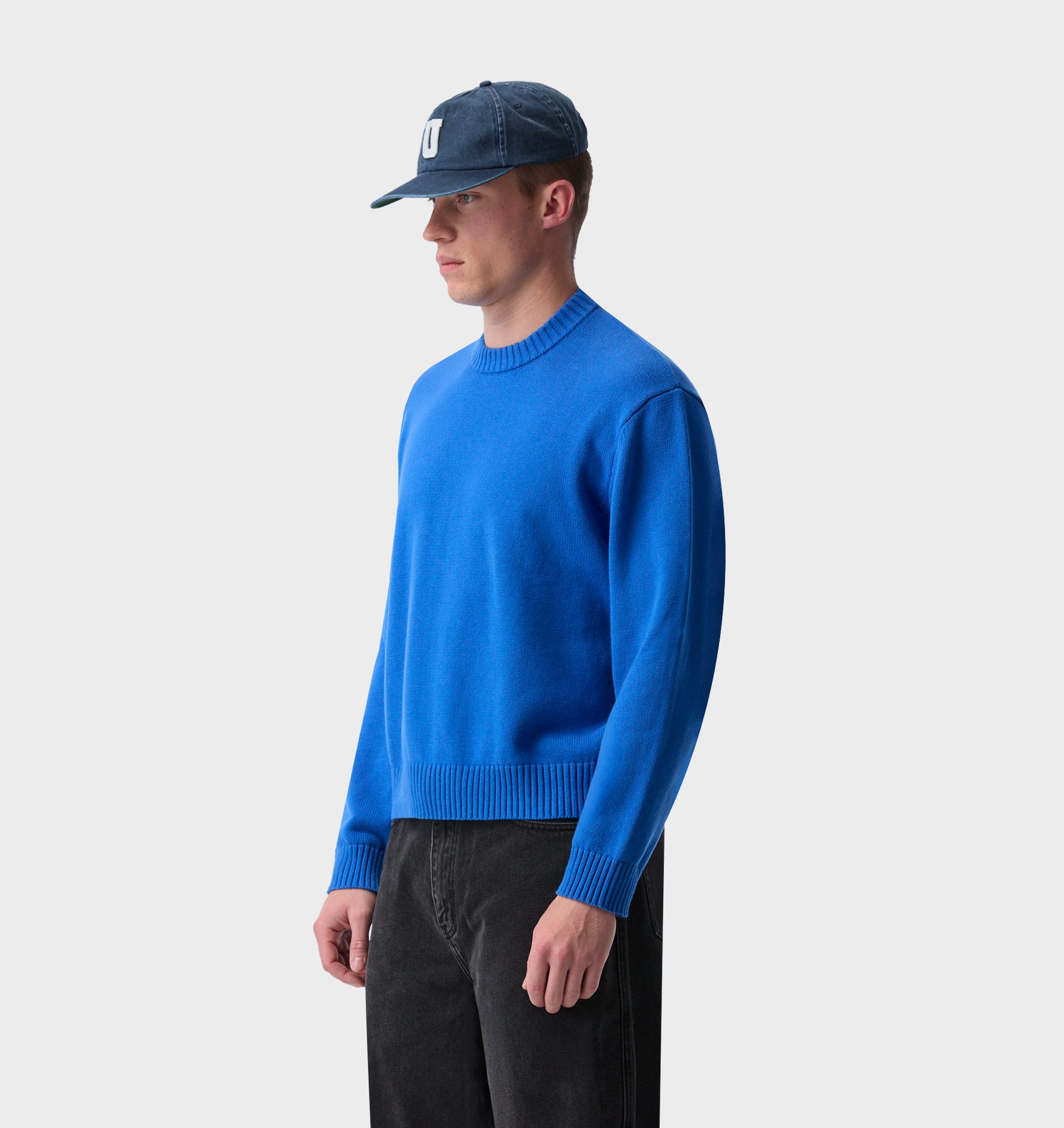 Midweight Crop Knit Sweater - Cobalt