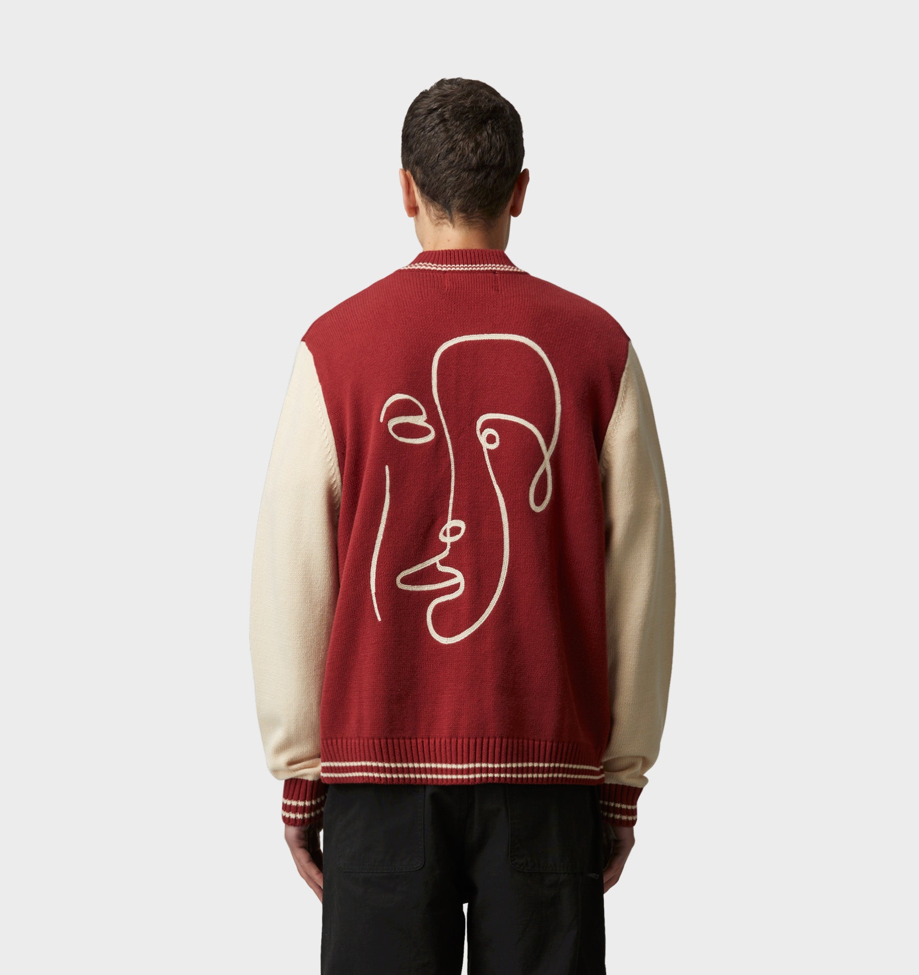 Knit Varsity - Burgundy/Off White