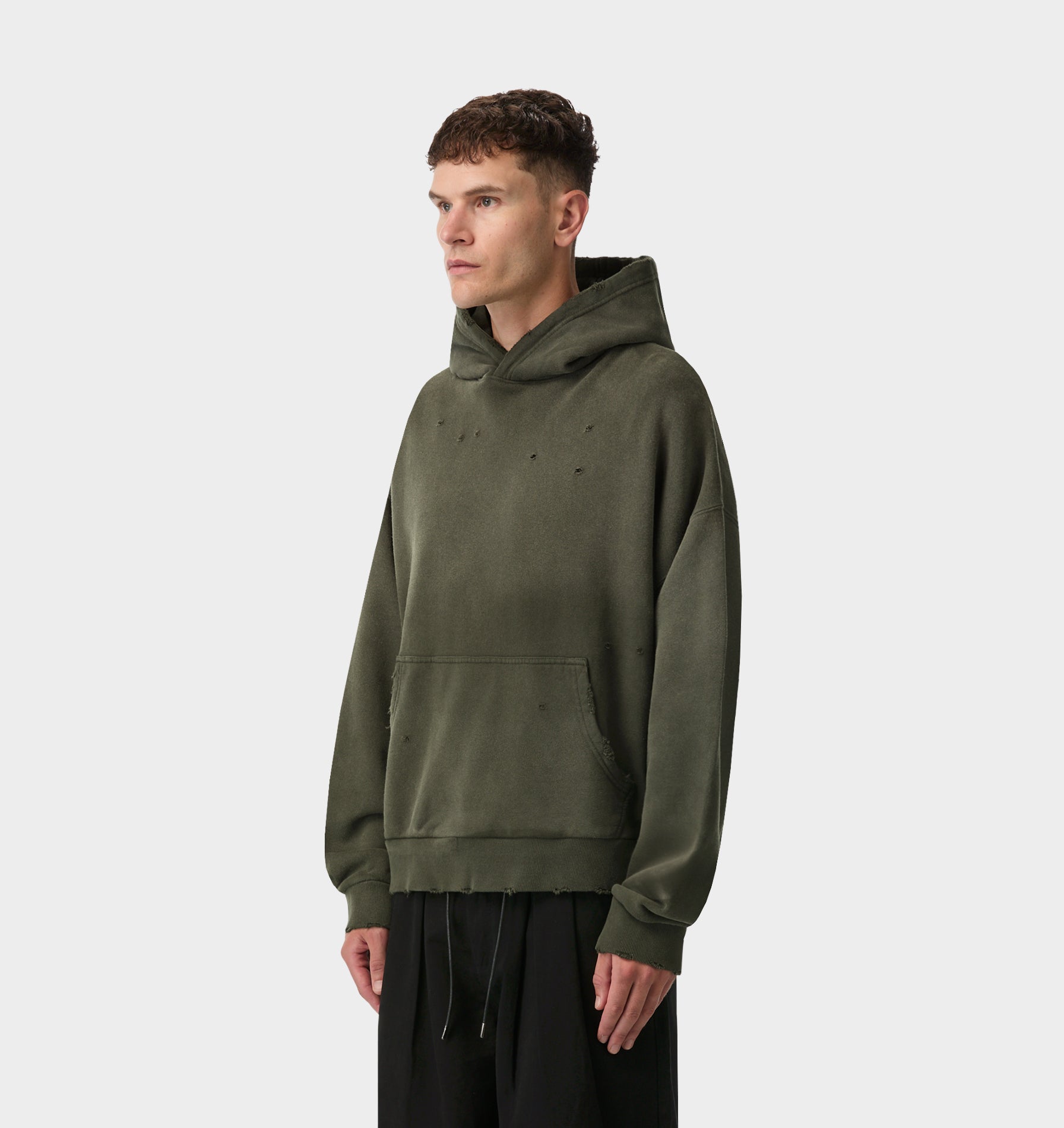 Distressed Oversized Hood - Faded Green