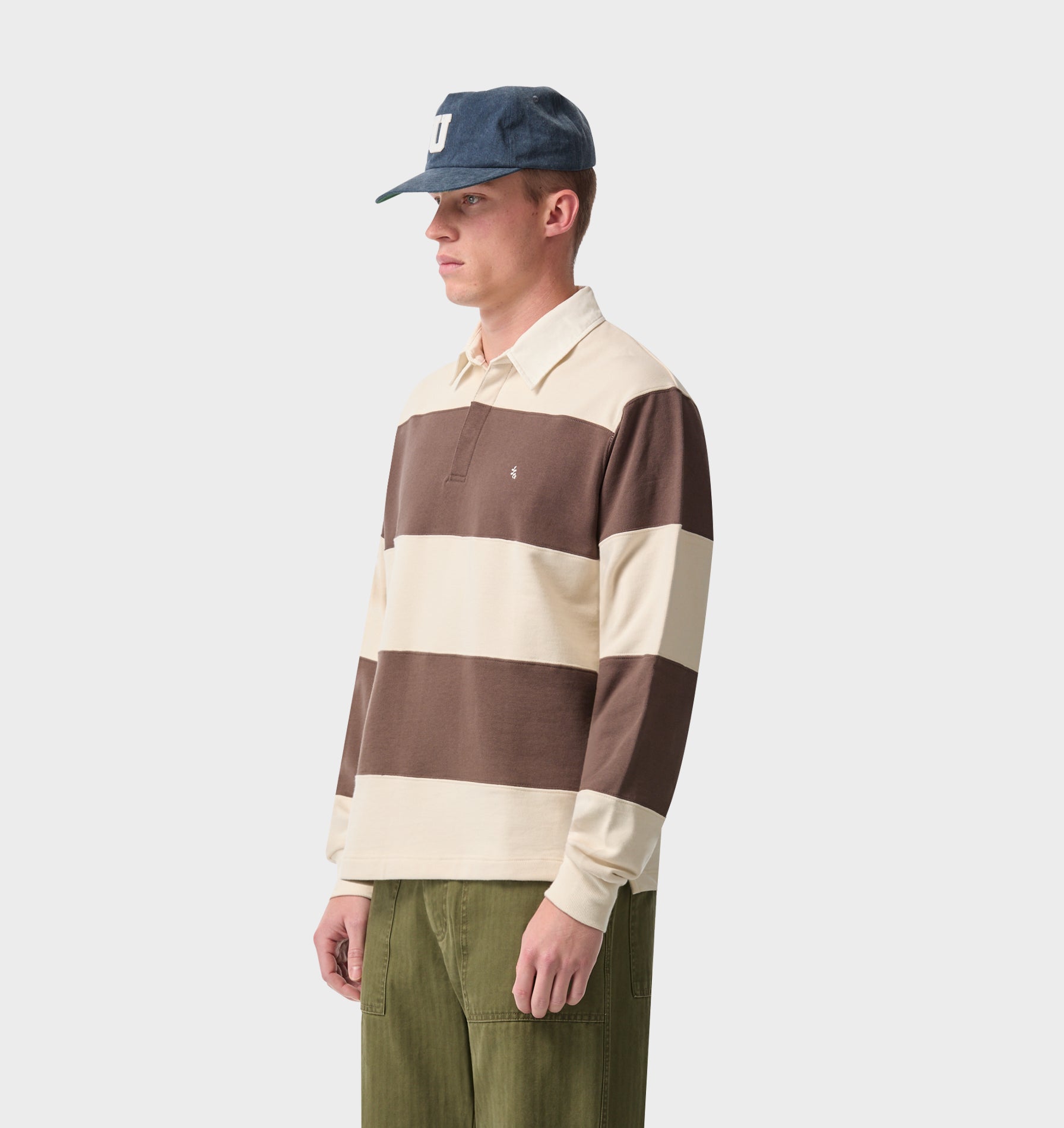 Stripe LS Rugby - Brown/Off White