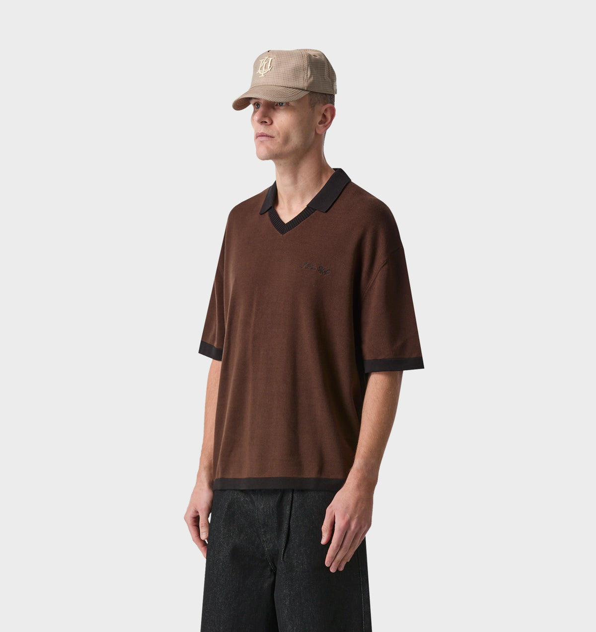 Knit SS Polo - Espresso/Black