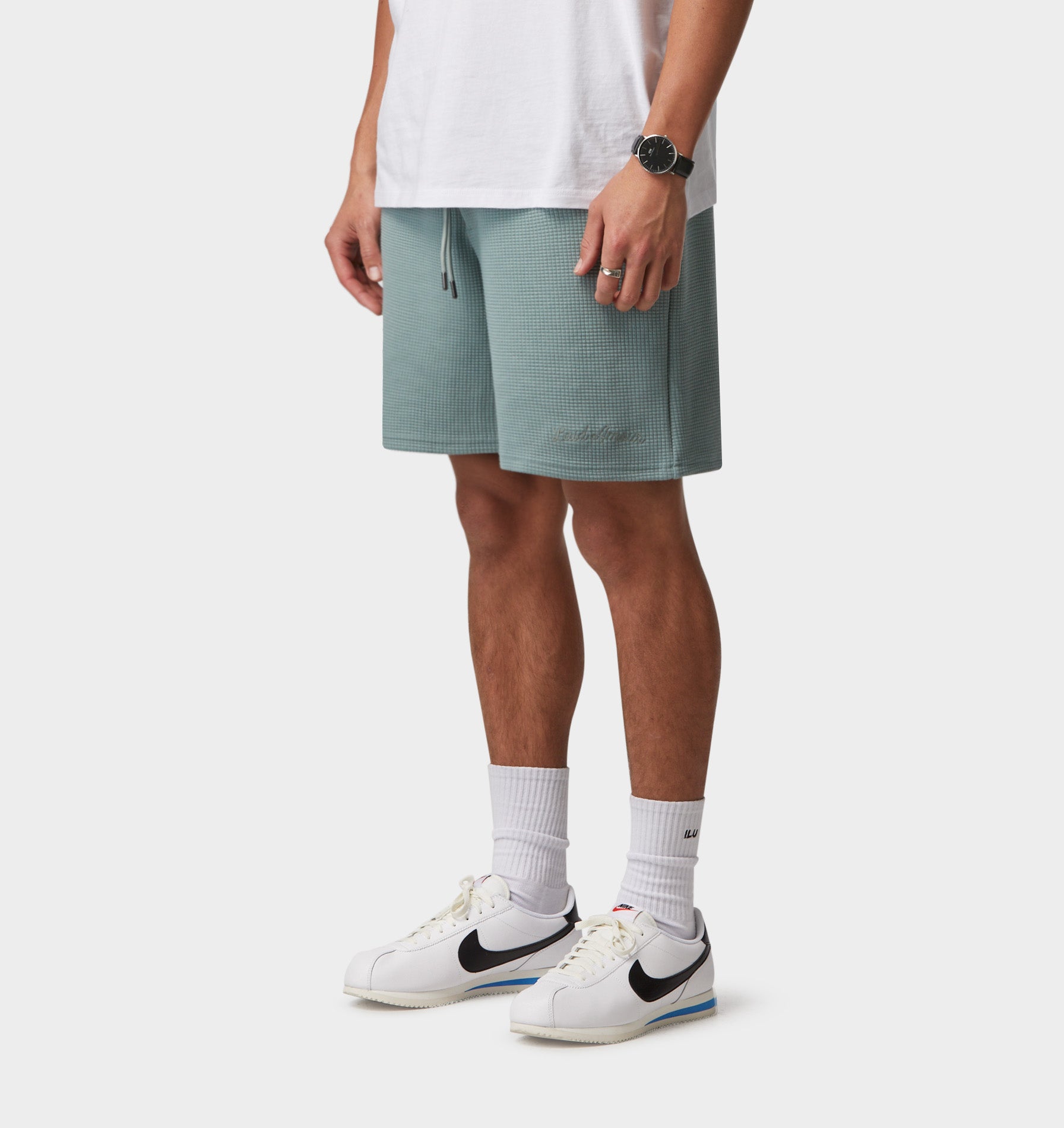 Textured Trackie Short - Foam Grey