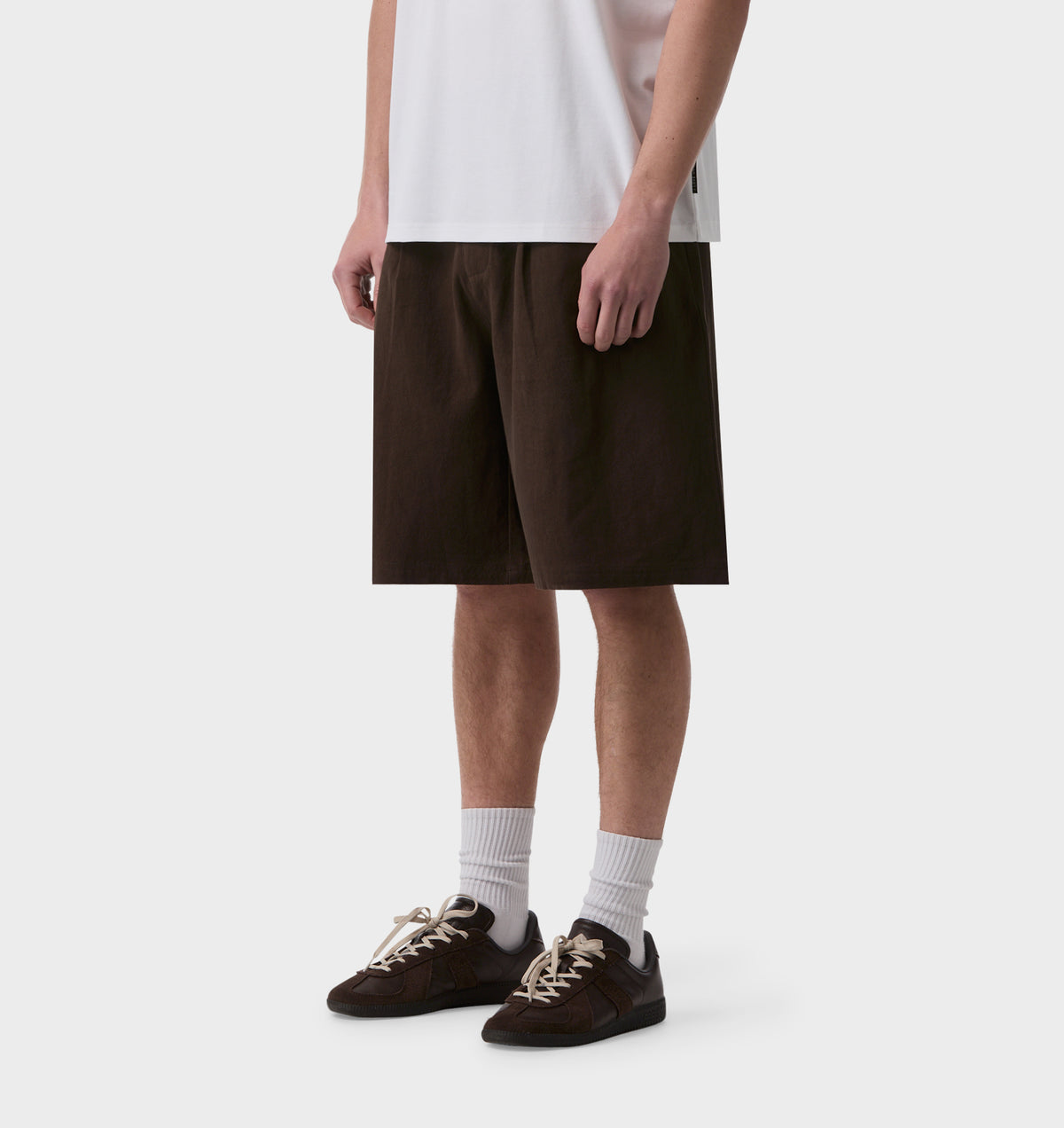 Linen Alby Pleated Short - Espresso