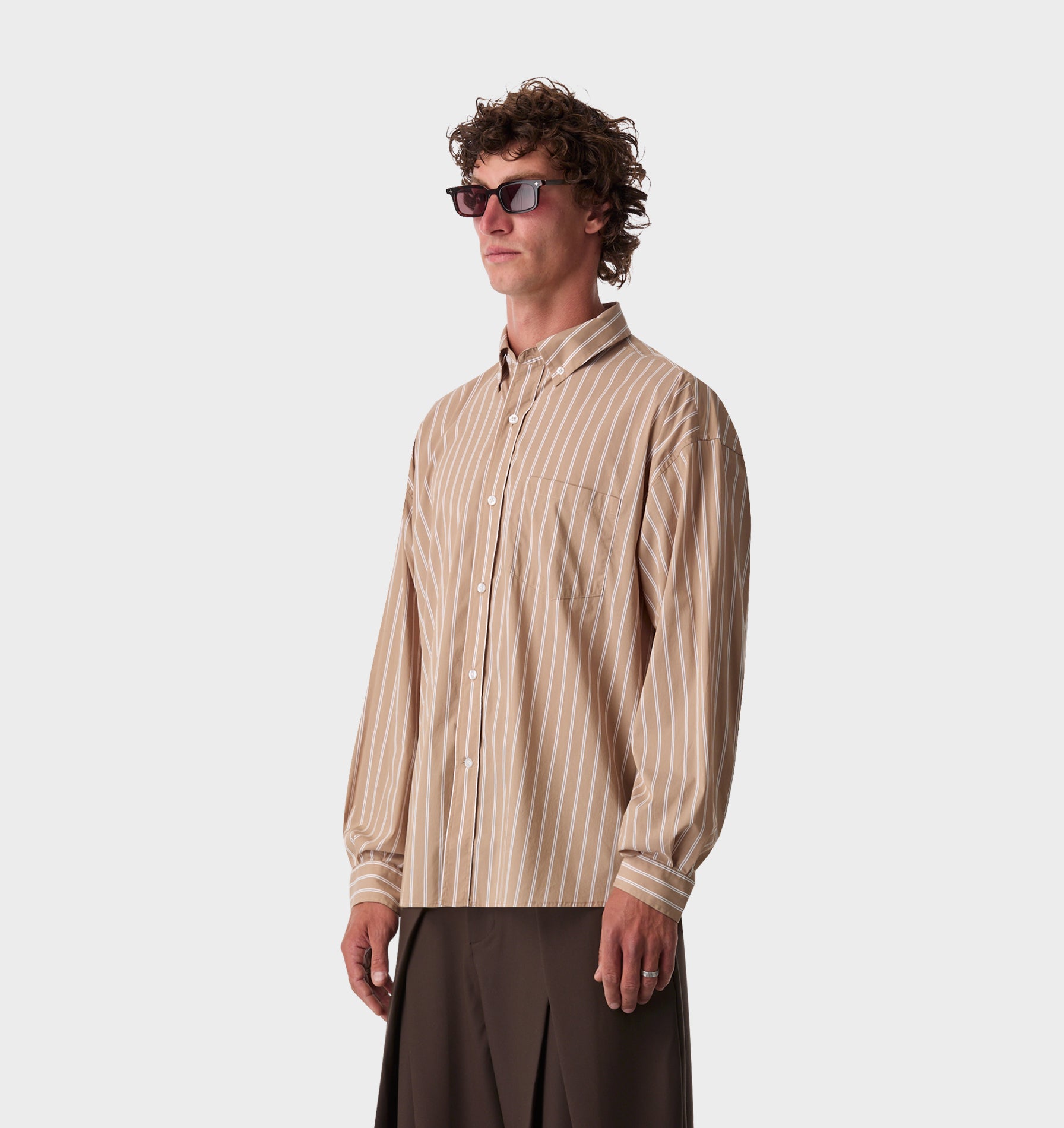 Kingston Oversized Shirt - Mushroom Stripe