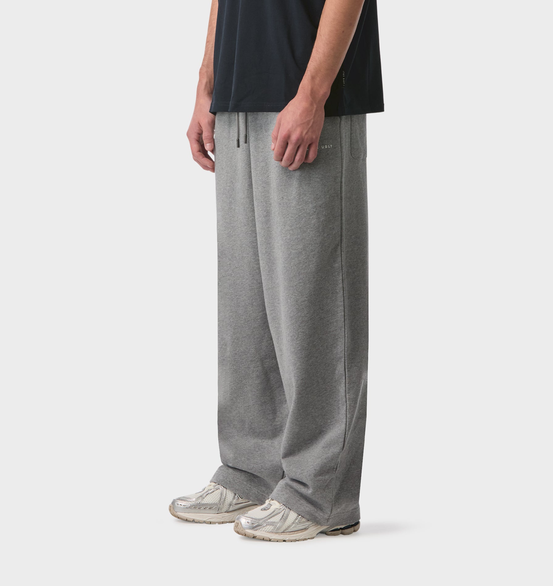 Wide Leg Track Pant - Grey Marle