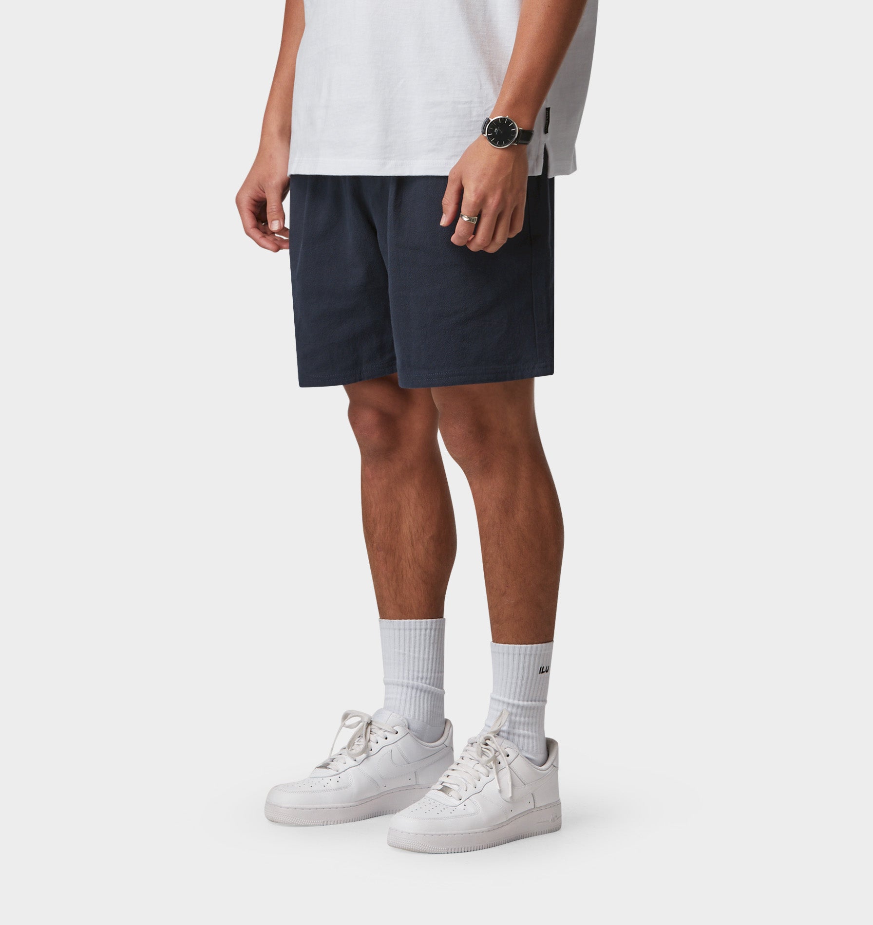 Linen Michael Pleat Short - Dark Navy