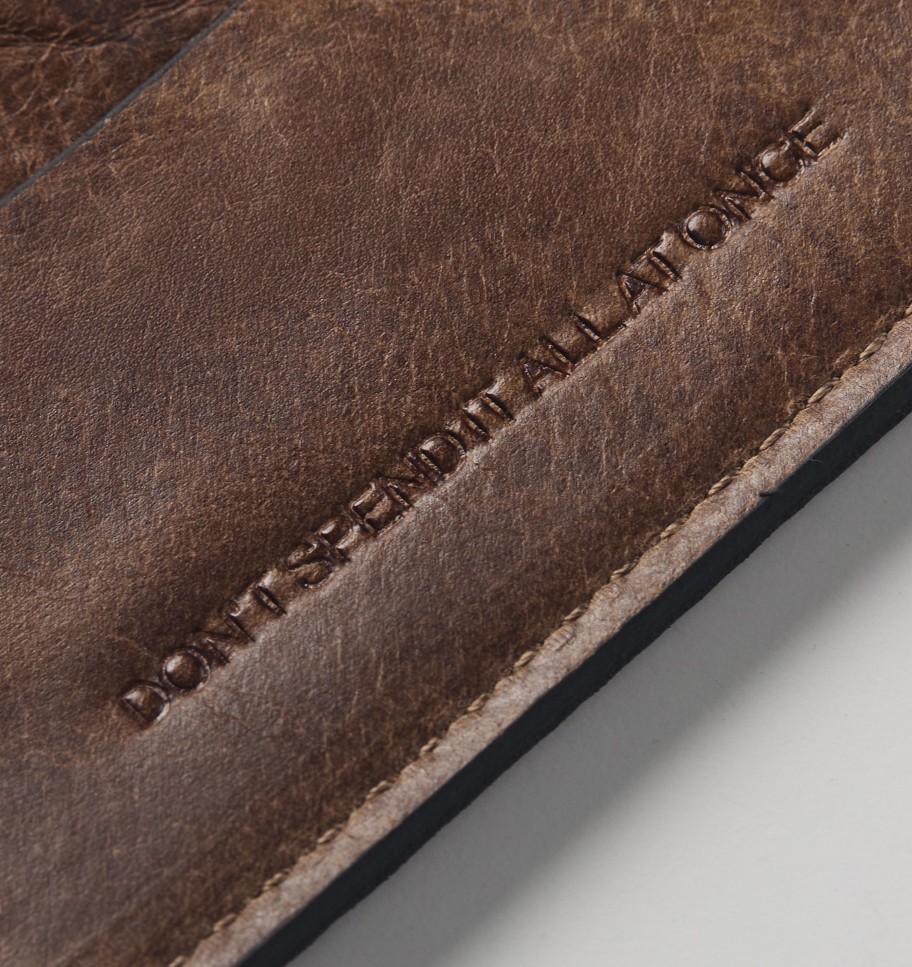 Leather Fold Card Holder - Brown
