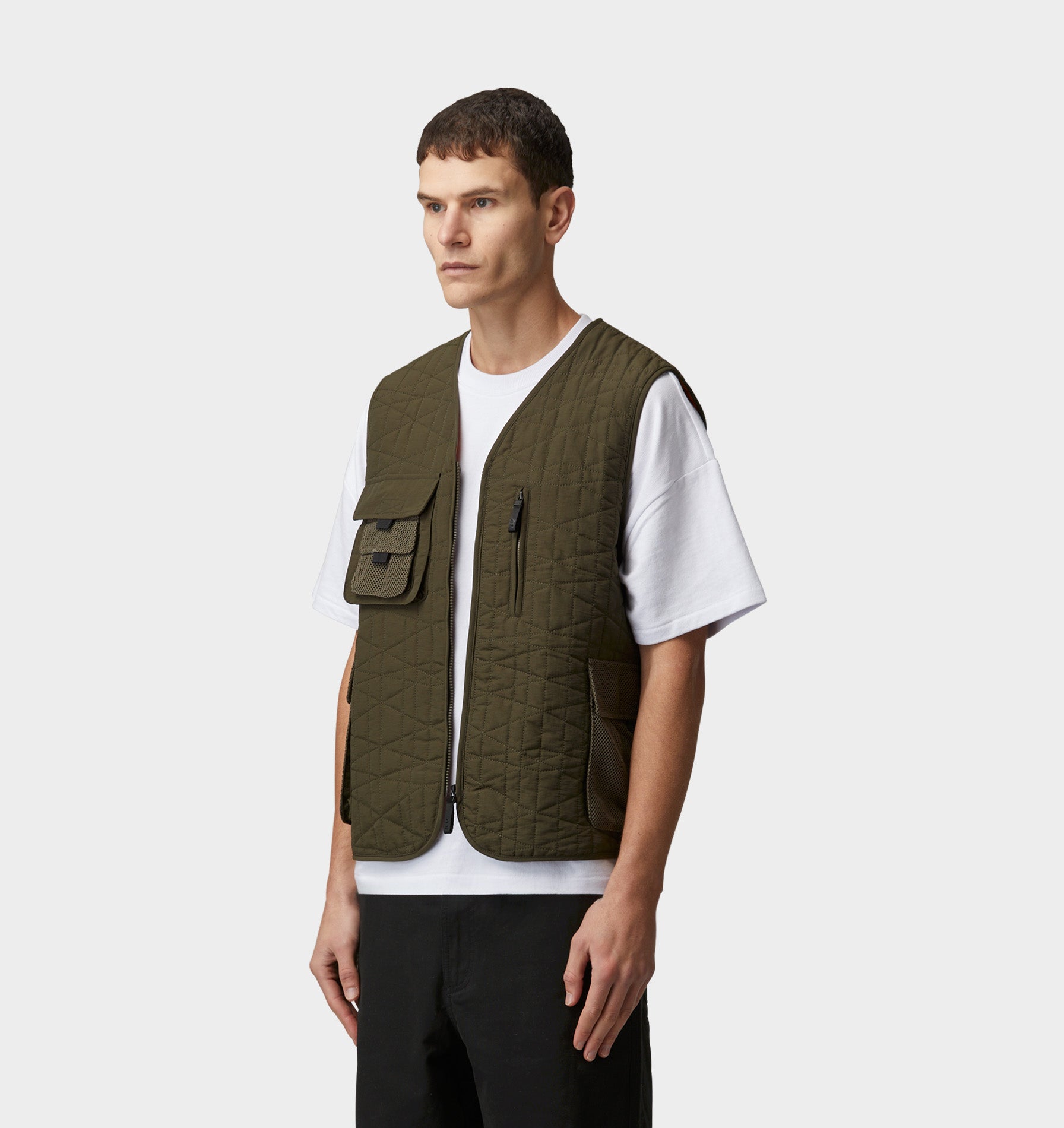 Quilted Utility Vest - Army Green