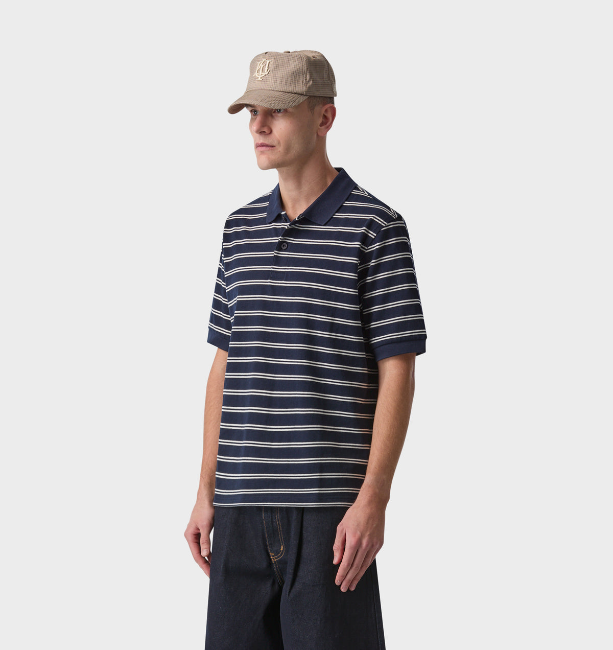 Polo SS Shirt - Navy / Off White Stripe