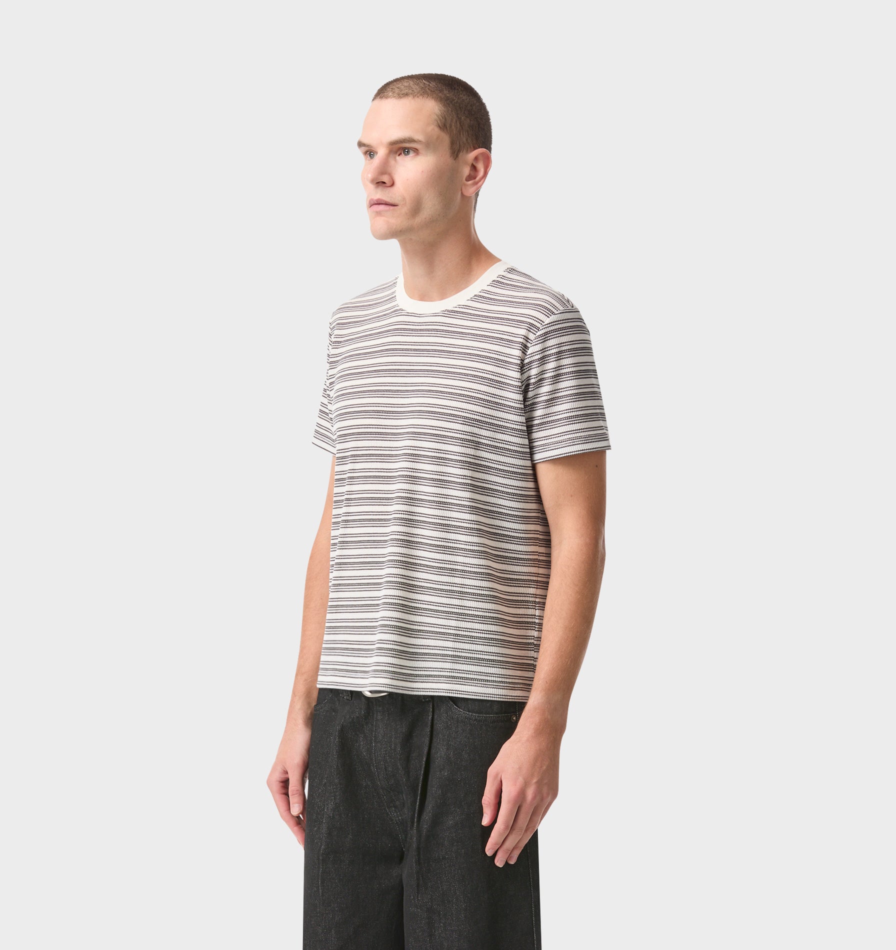 Muscle Tee - White/Black Stripe