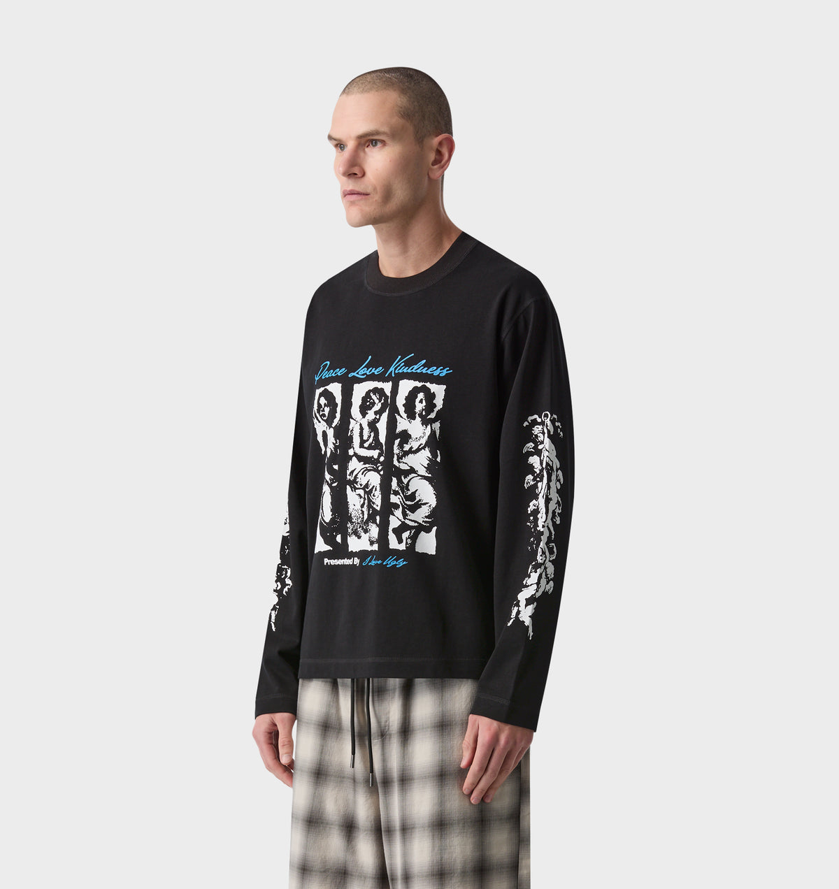 Peace Love Kindness Crop Box LS Tee - Black