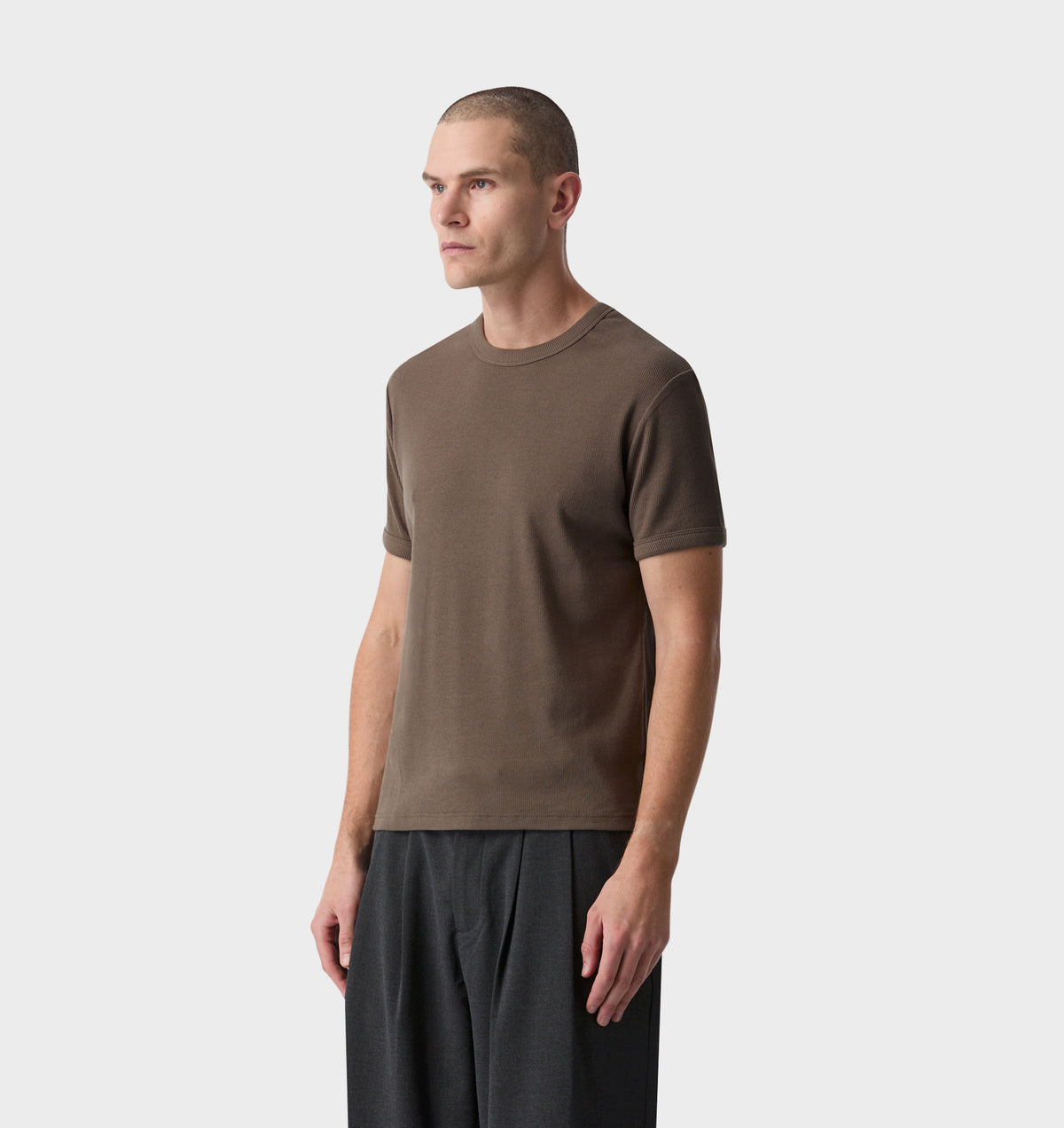 Ribbed Slim Tee - Smoke Moss