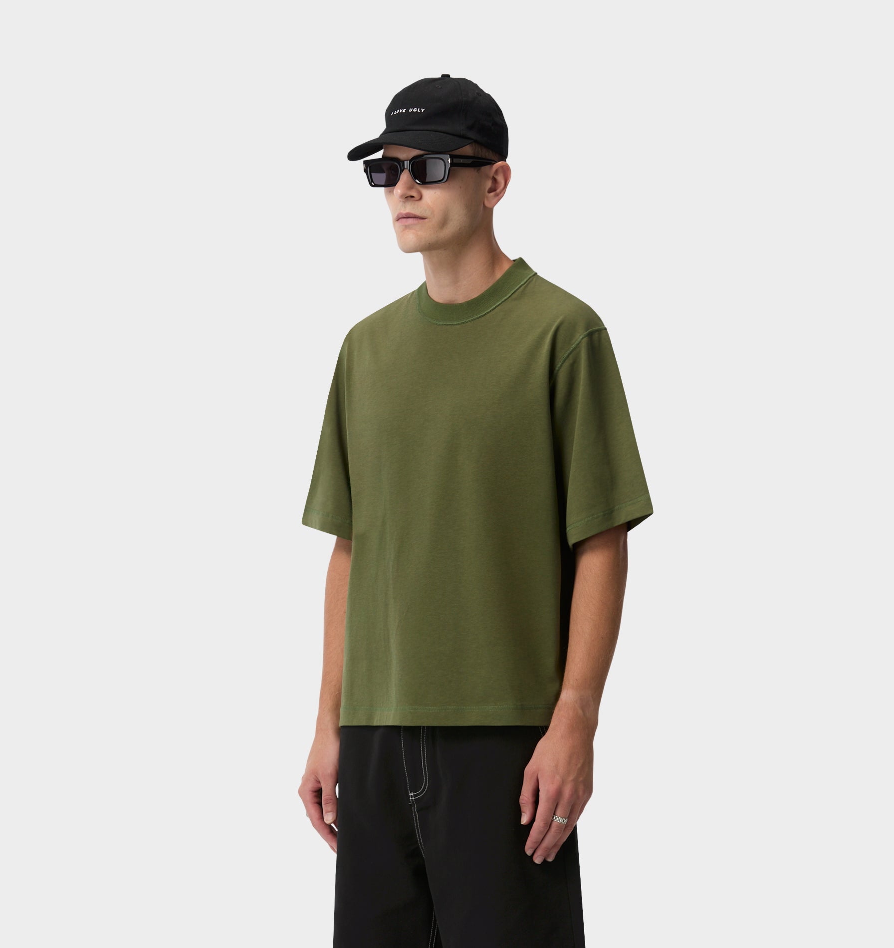 Crop Box Tee - Moss