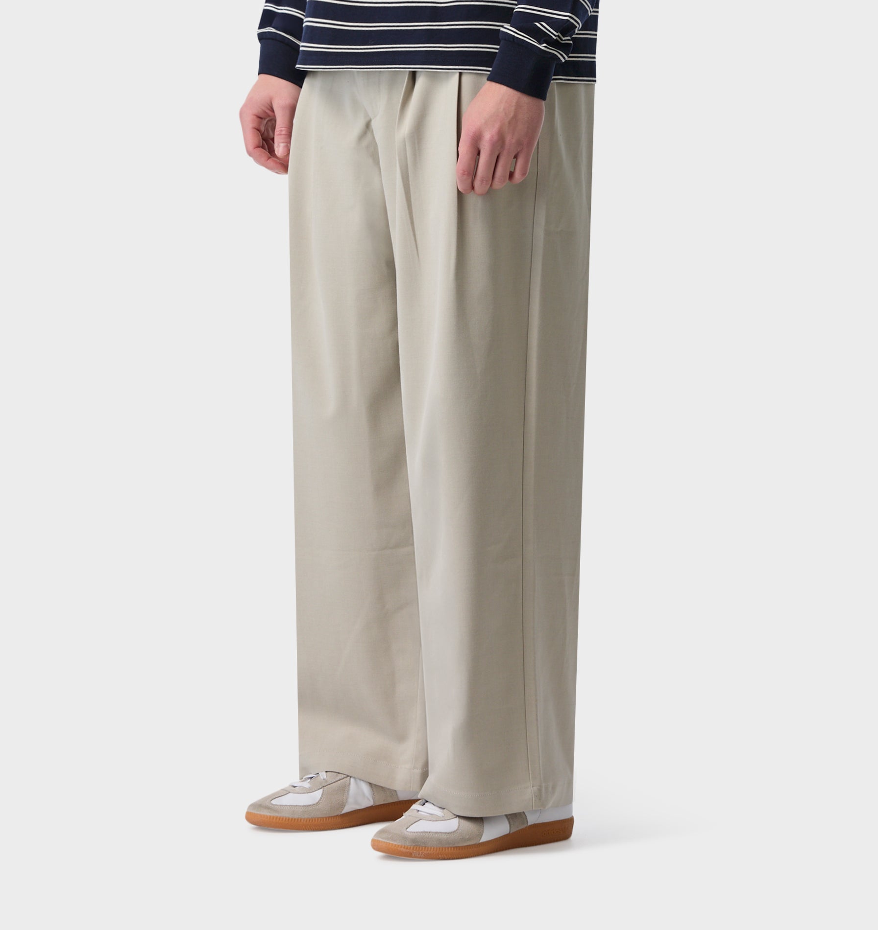 Cotton Albert Pleated Pant - Ecru