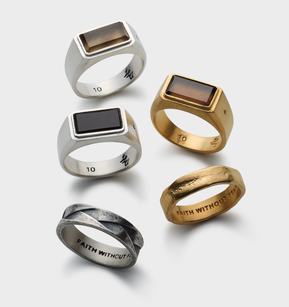 Smokey Quartz Signet Ring - White Brass/18K Hamilton