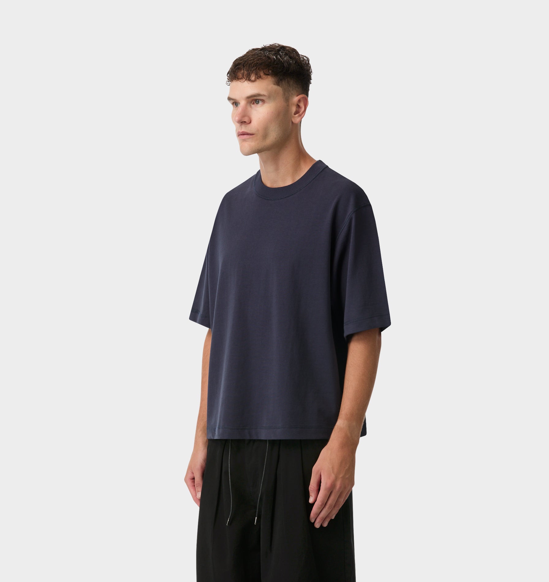 Crop Box Tee - Washed Navy