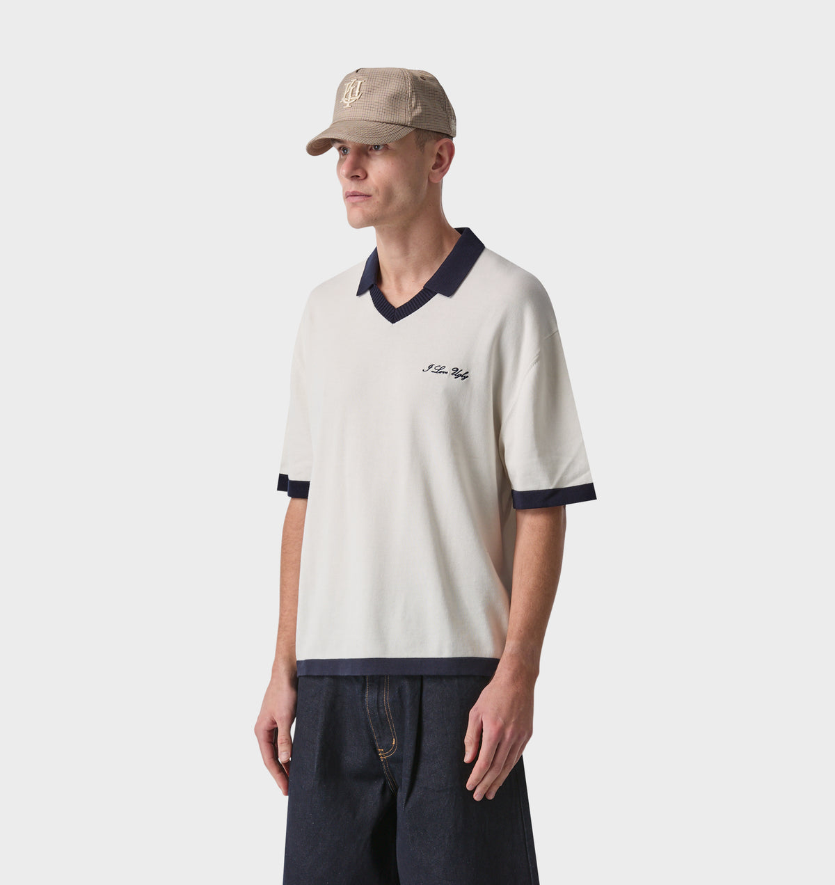Knit SS Polo - Off White/Navy