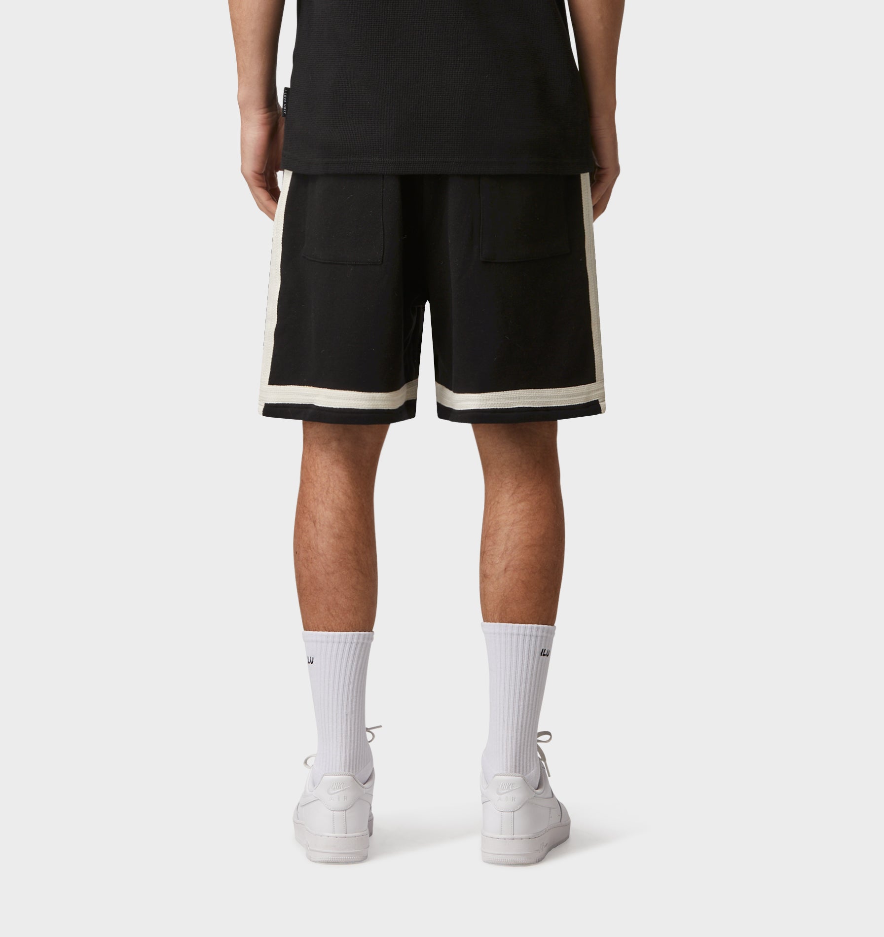 Lace Trim Trackie Short - Black