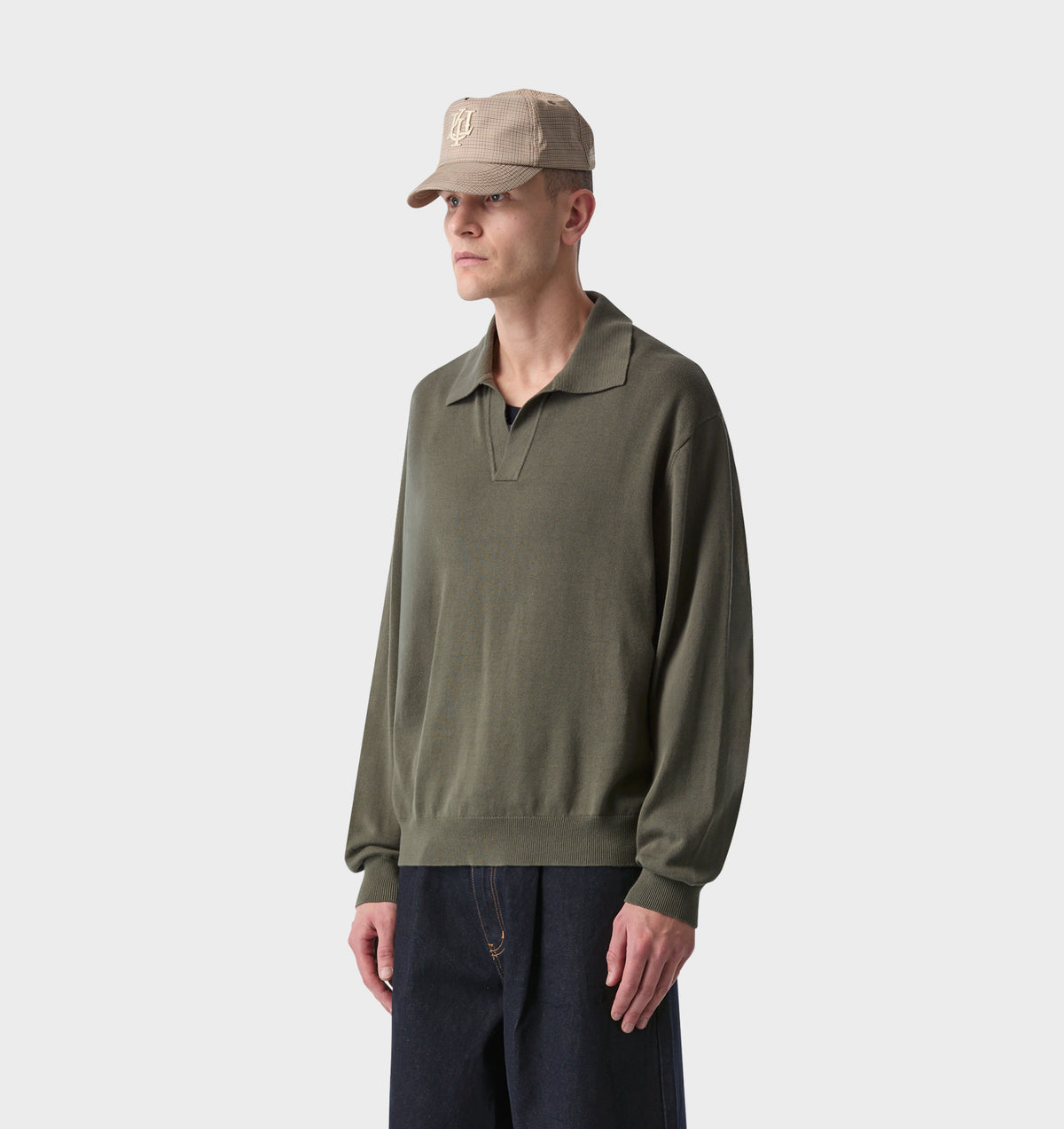 Knit LS Polo - Olive