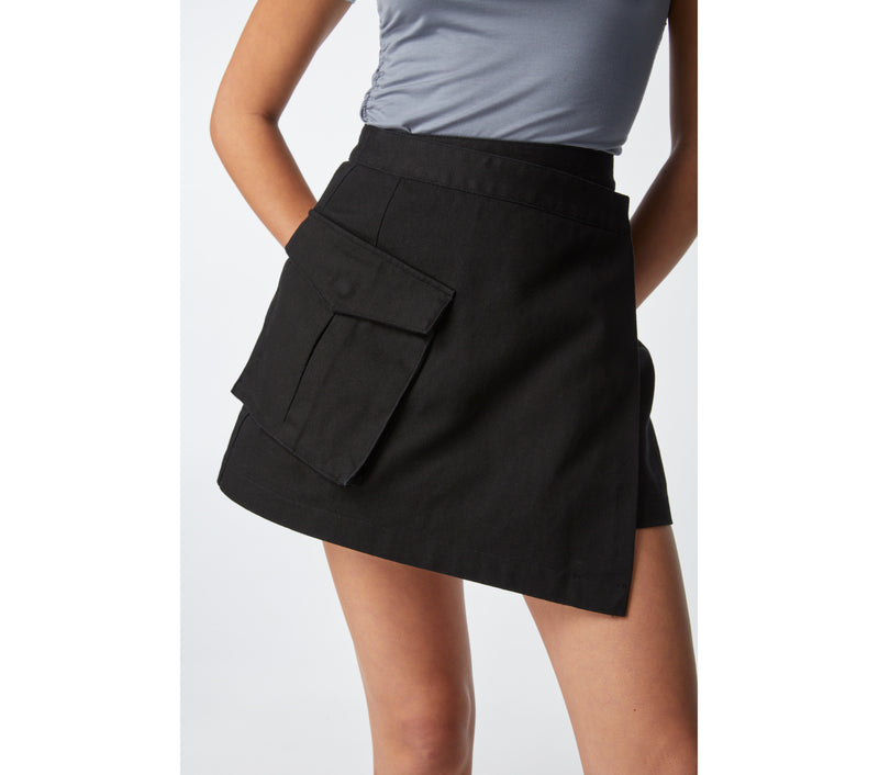 Utility Wrap Skirt - Black