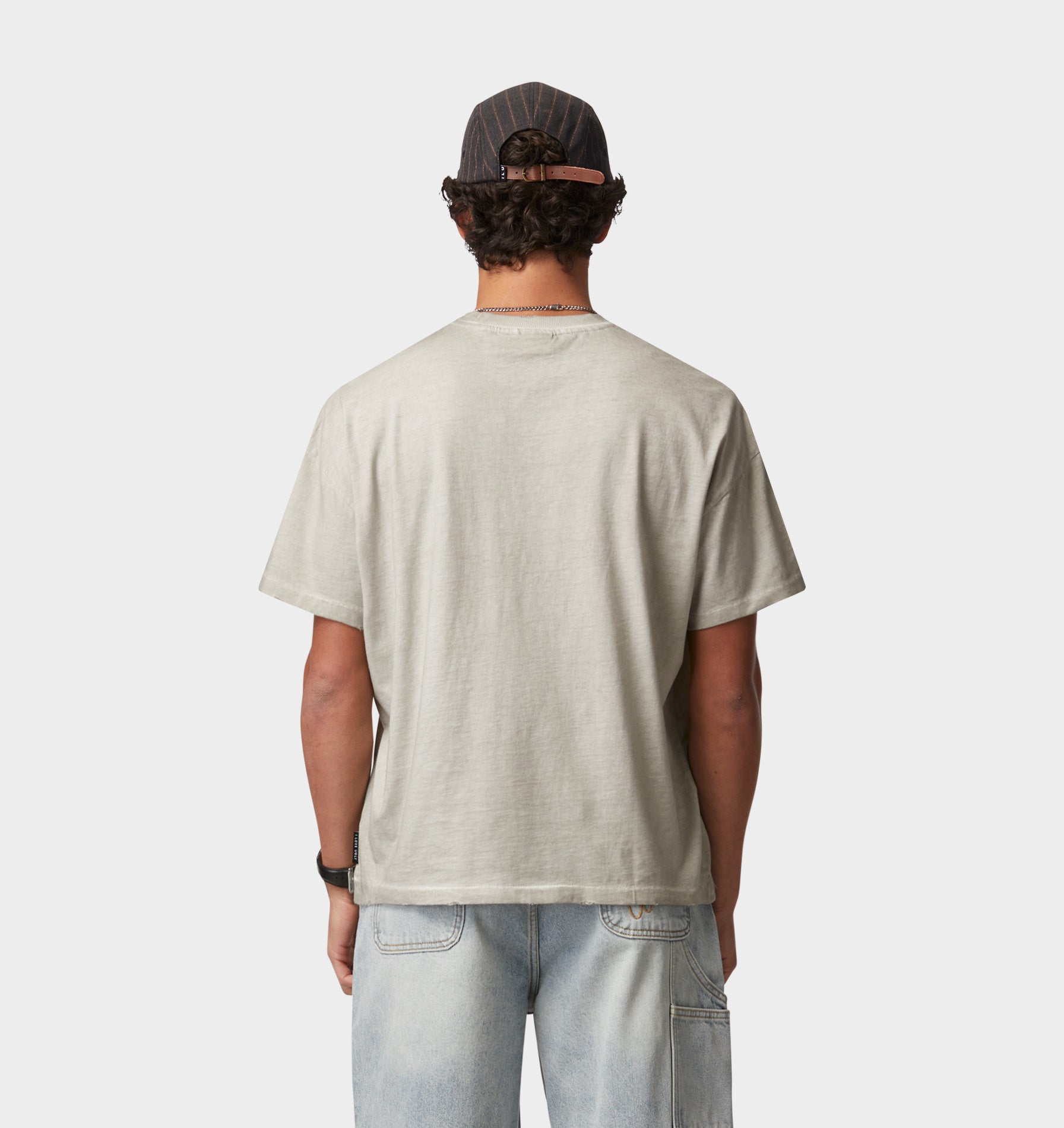 Distressed Lewi Crop Tee - Mushroom