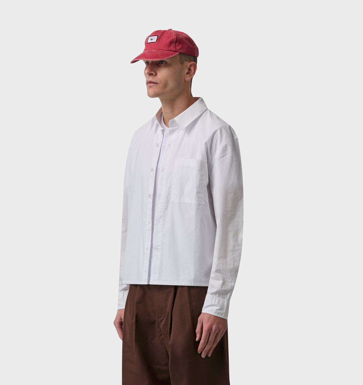 Crop LS Shirt - White Poplin