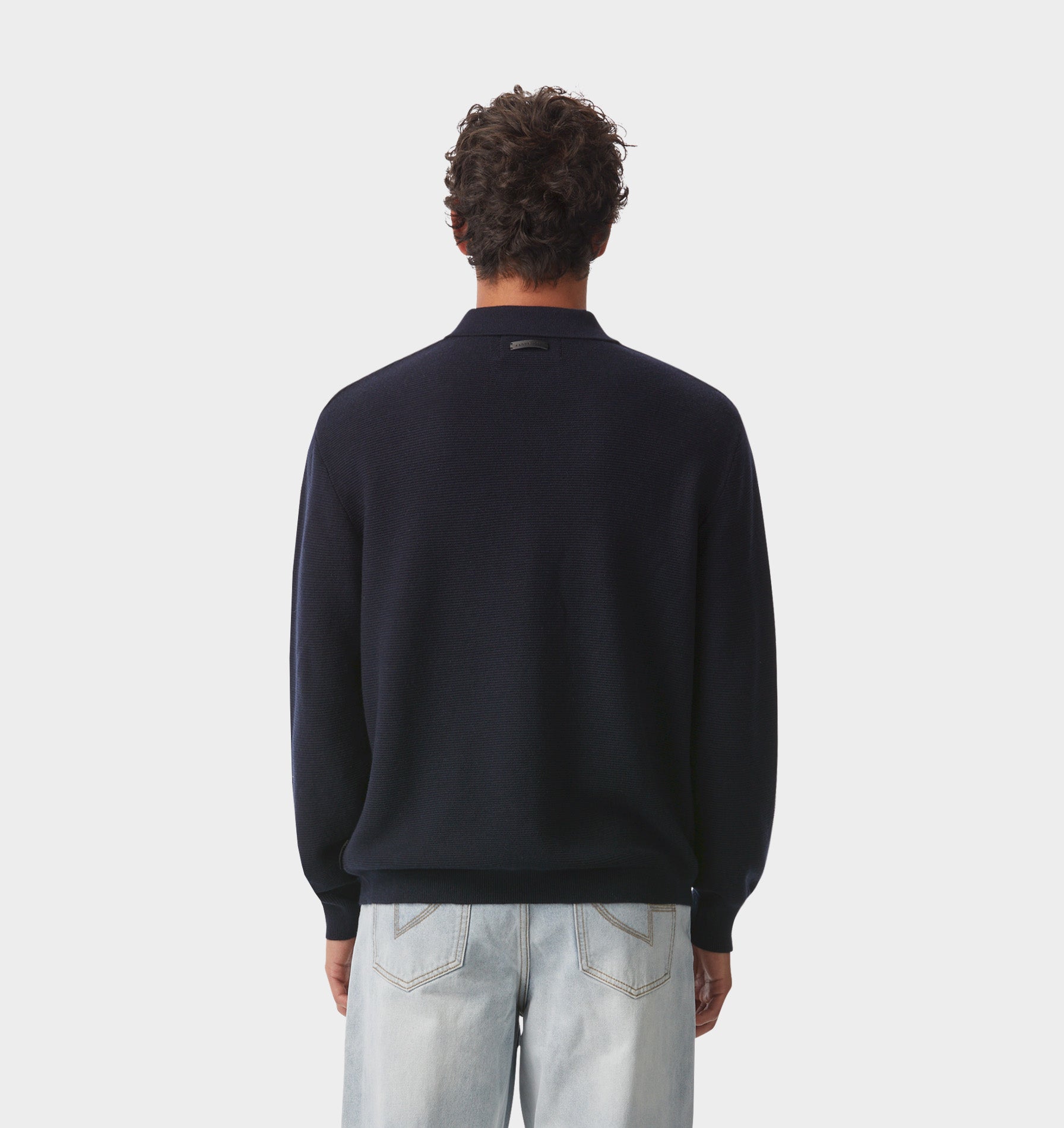 Elijah Knit LS Polo - Navy