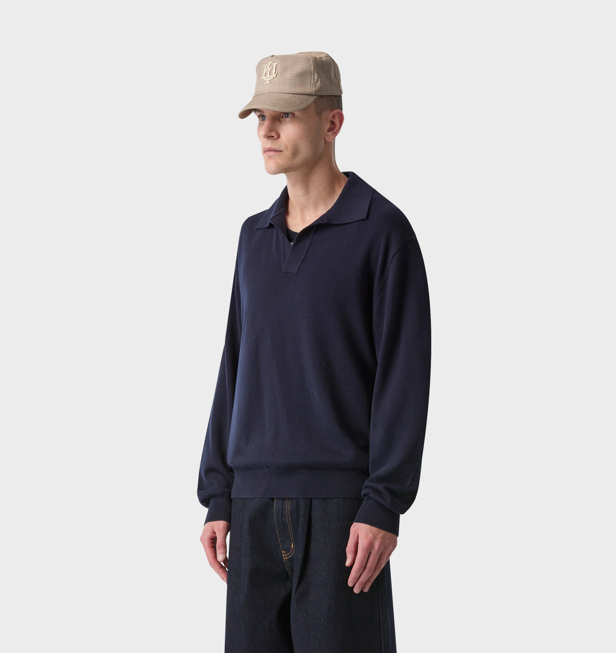 Knit LS Polo - Indigo