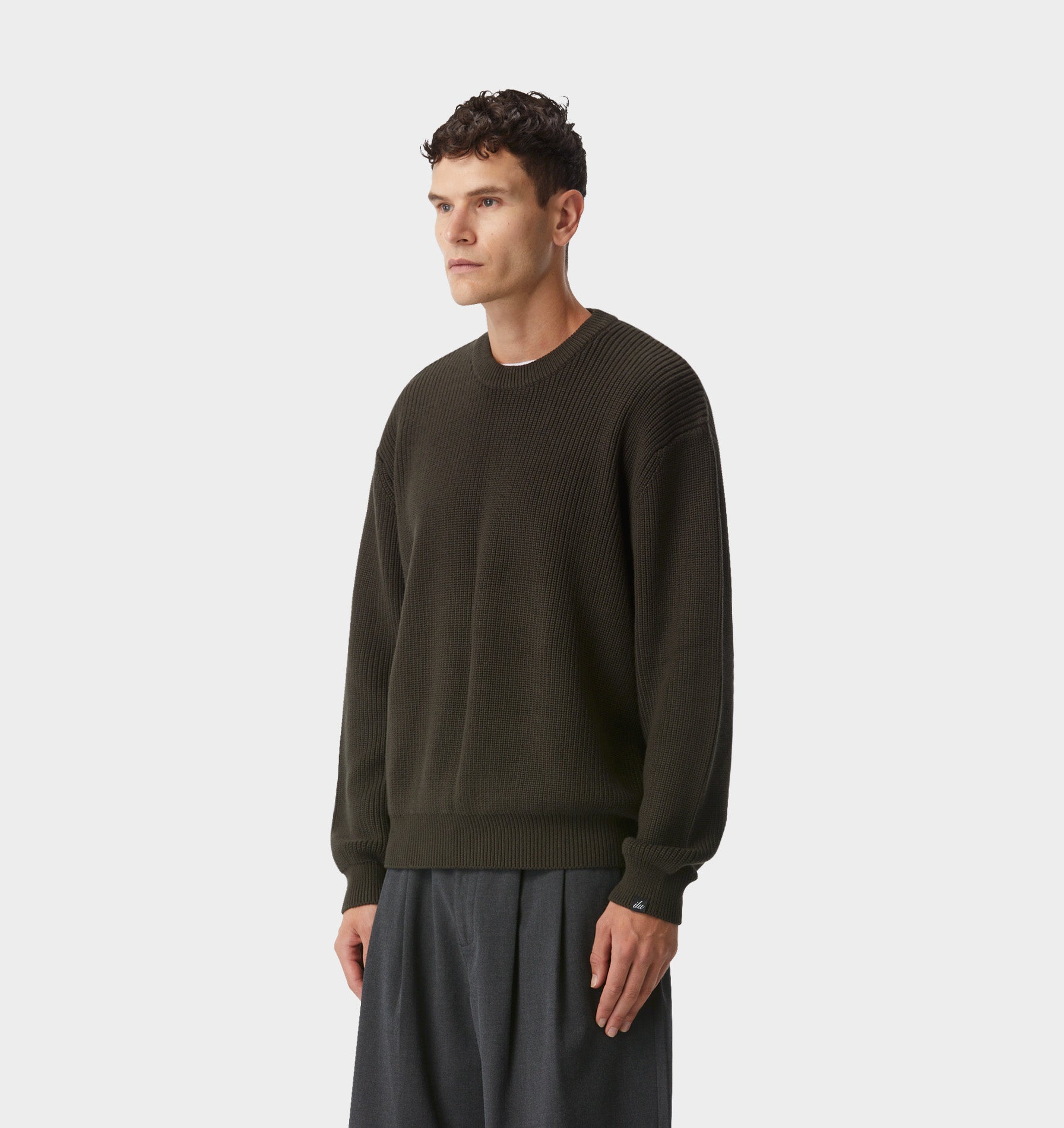 Cropped Knit Sweater - Burnt Olive