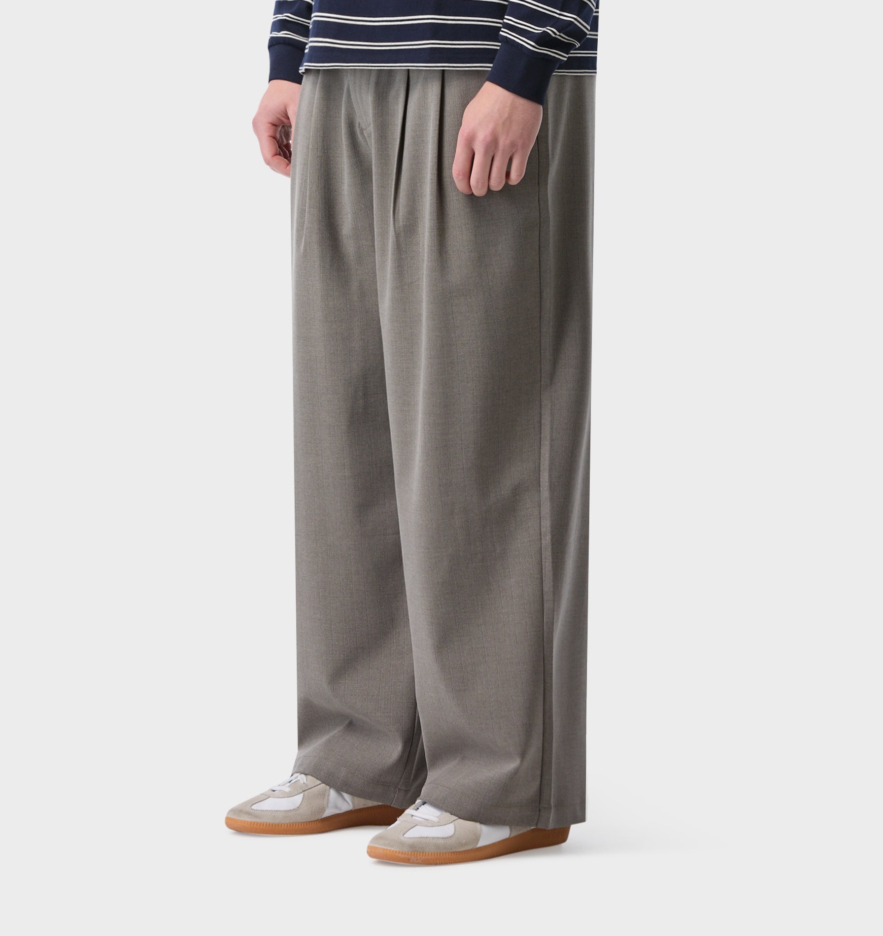Albert Pleated Pant - Light Mushroom Stripe