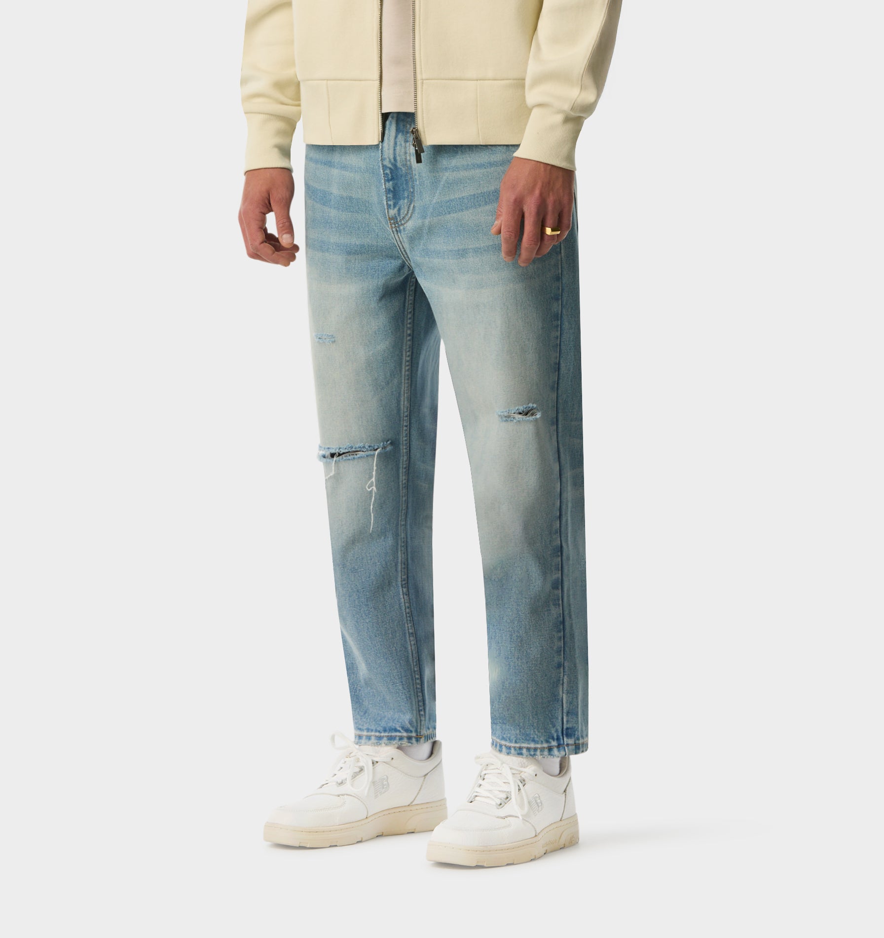 Distressed Cropped 90s Denim - Vintage Blue