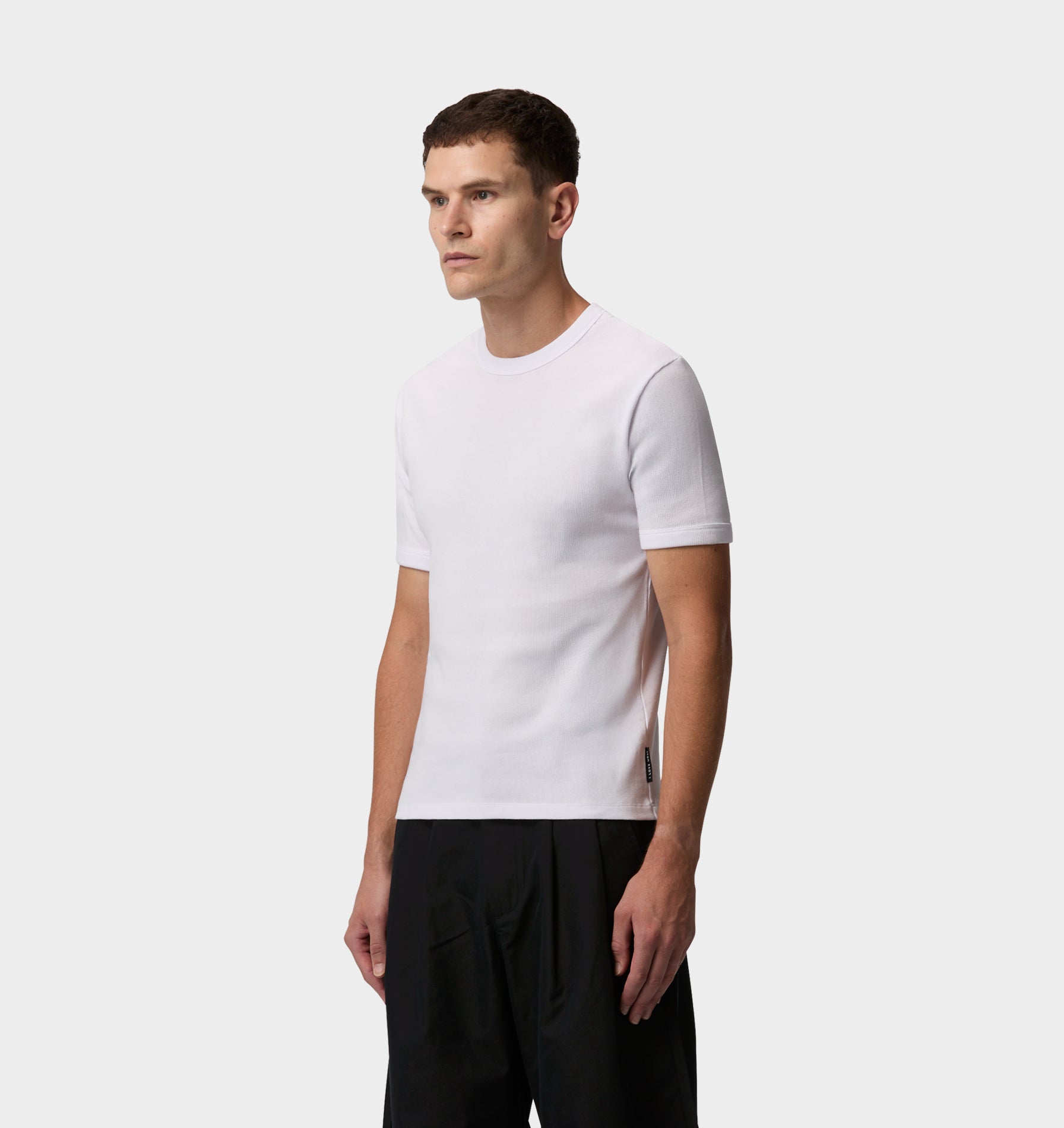 Ribbed Slim Tee - White