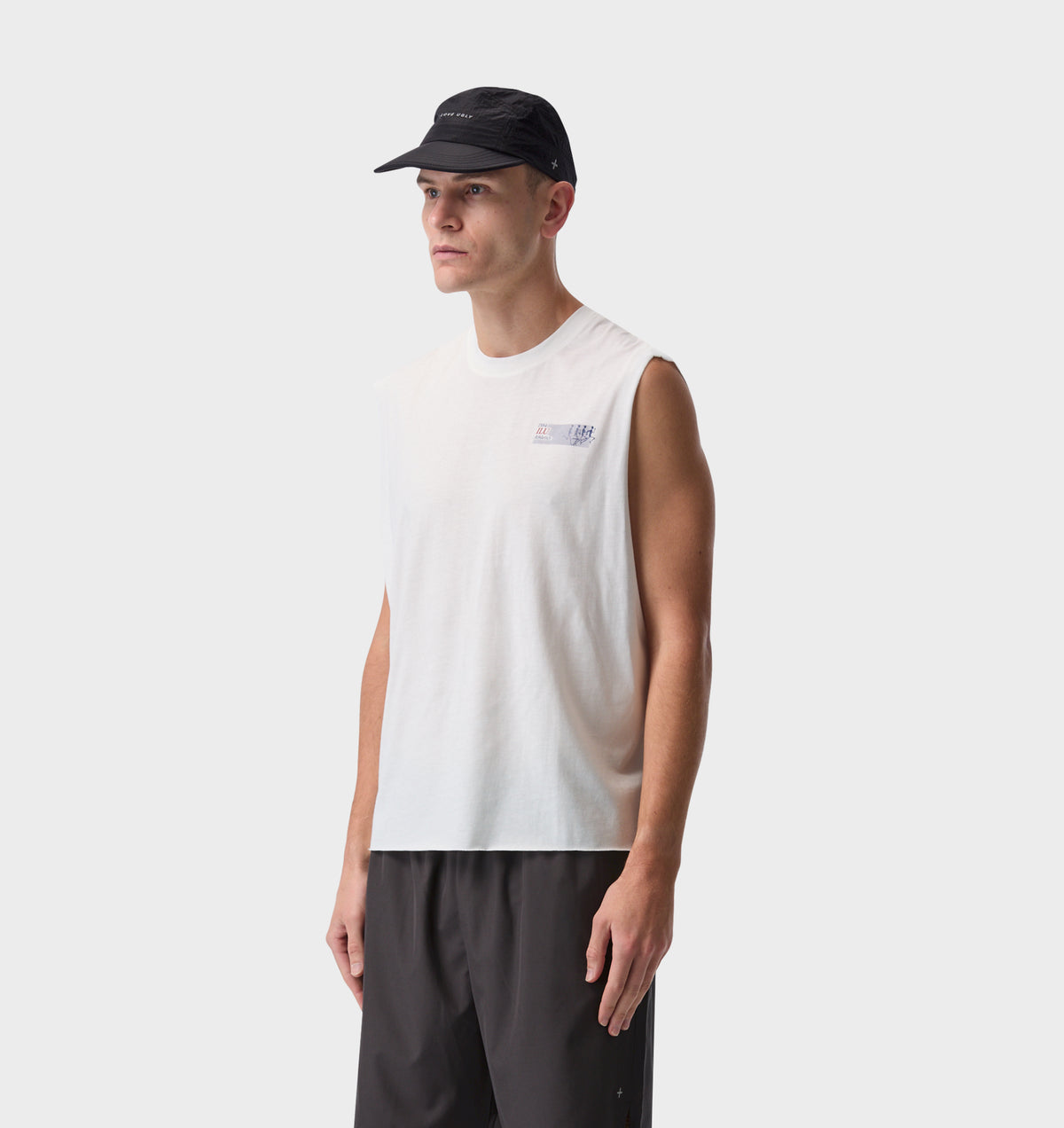 Skeleton Cotton Athletic Crop Tank - Aged White