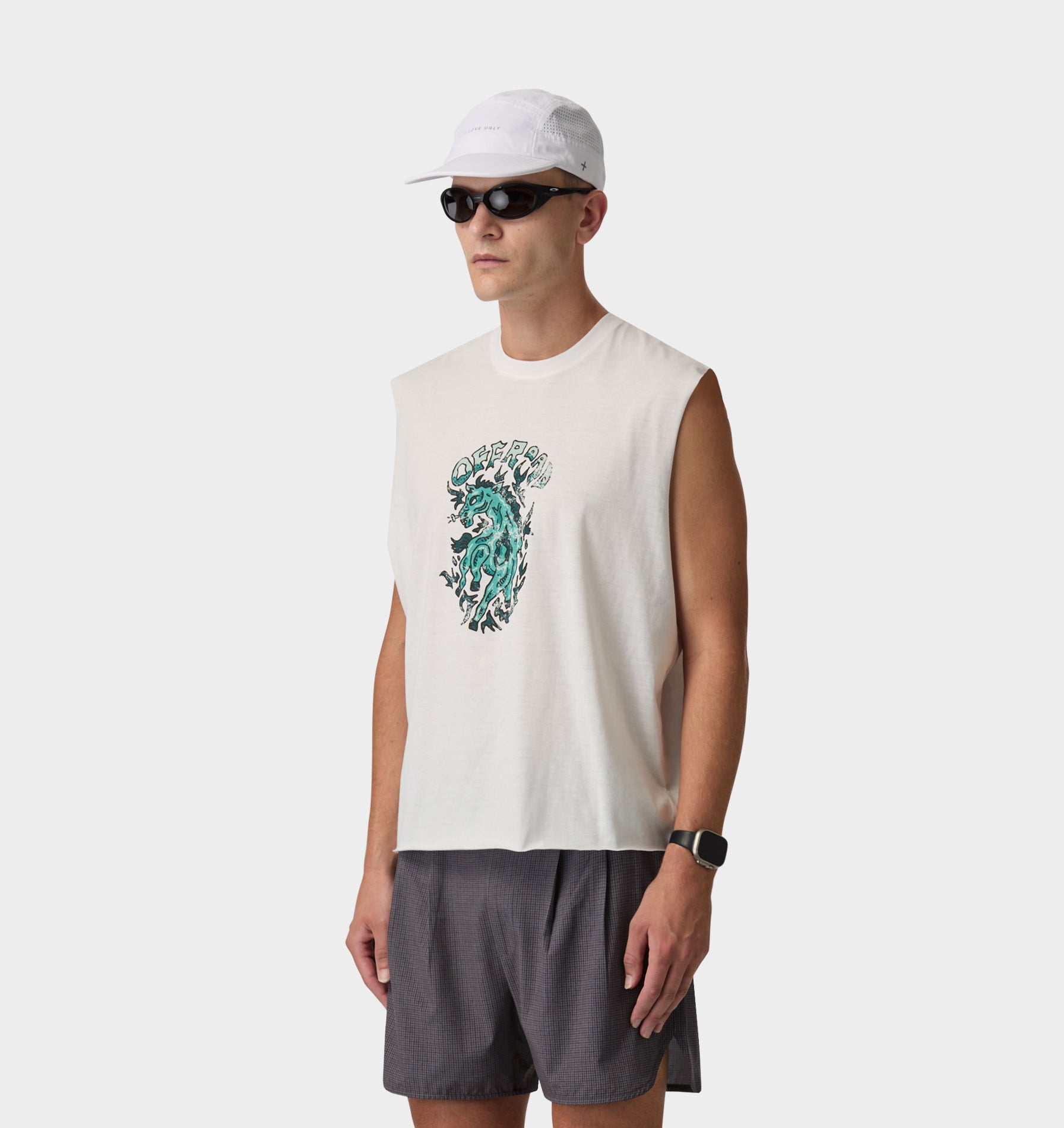 Off Road Cotton Active Crop Tank - Vintage White