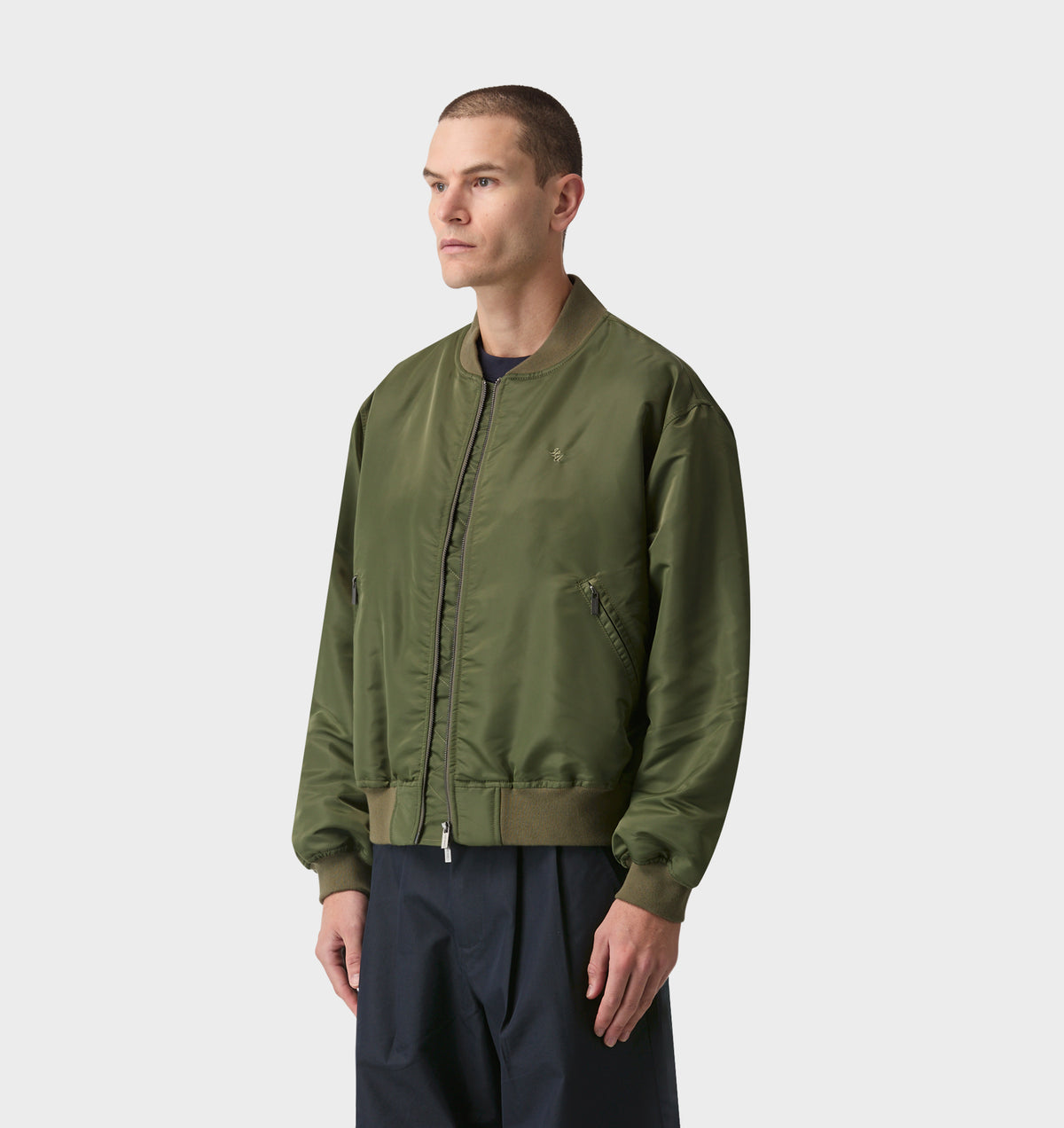 Nylon Bomber Jacket - Army Green