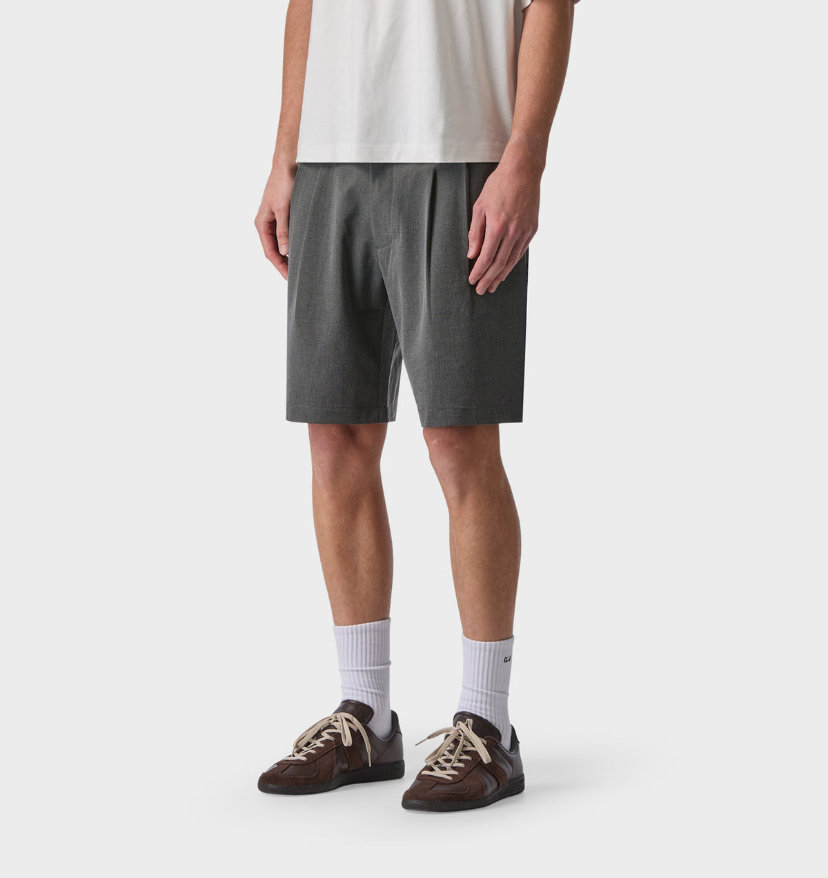 Quincy Pleated Short - Charcoal Mini Check