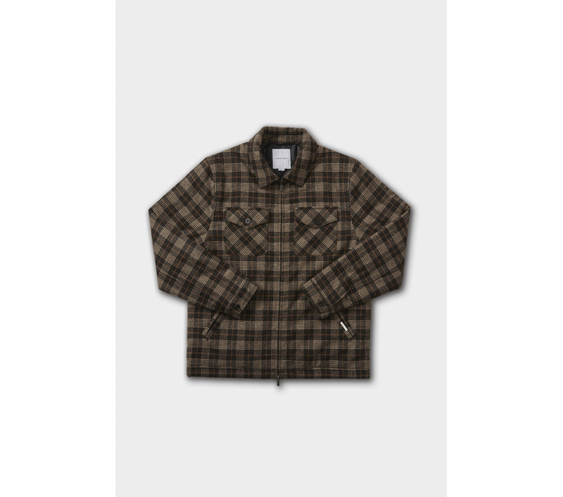 Wool Dayton Jacket - Beige/Orange Check