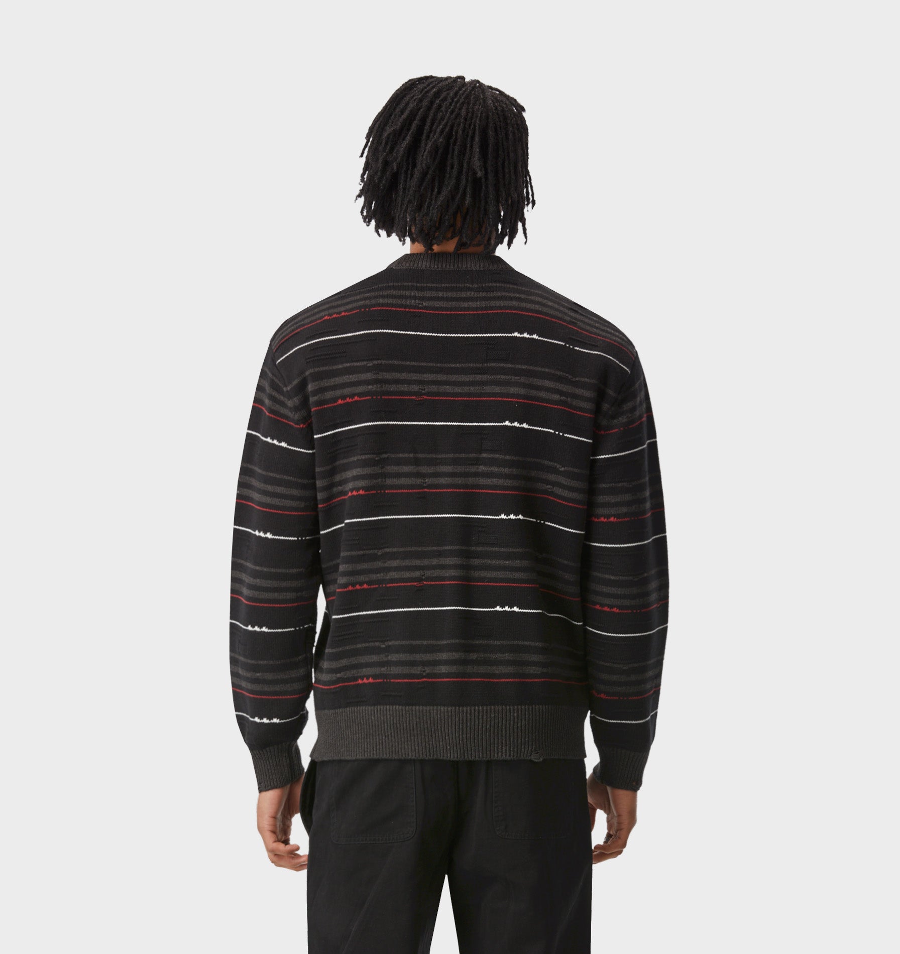 Distressed Knit Sweater - Black/Charcoal