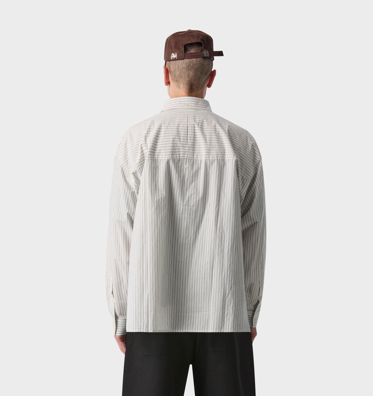 Kingston Oversized Shirt - White/Black/Beige Stripe