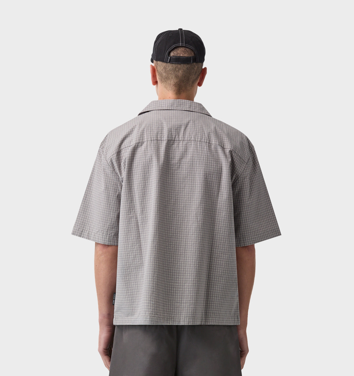 Box Cuban Collar Shirt - Concrete Check